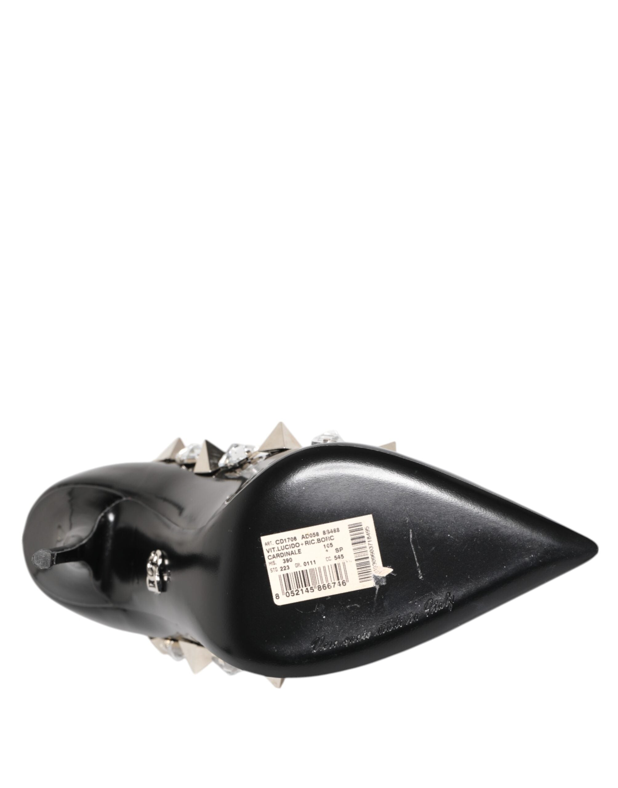 Black Crystals Studs Stiletto Pumps Shoes - ventzia