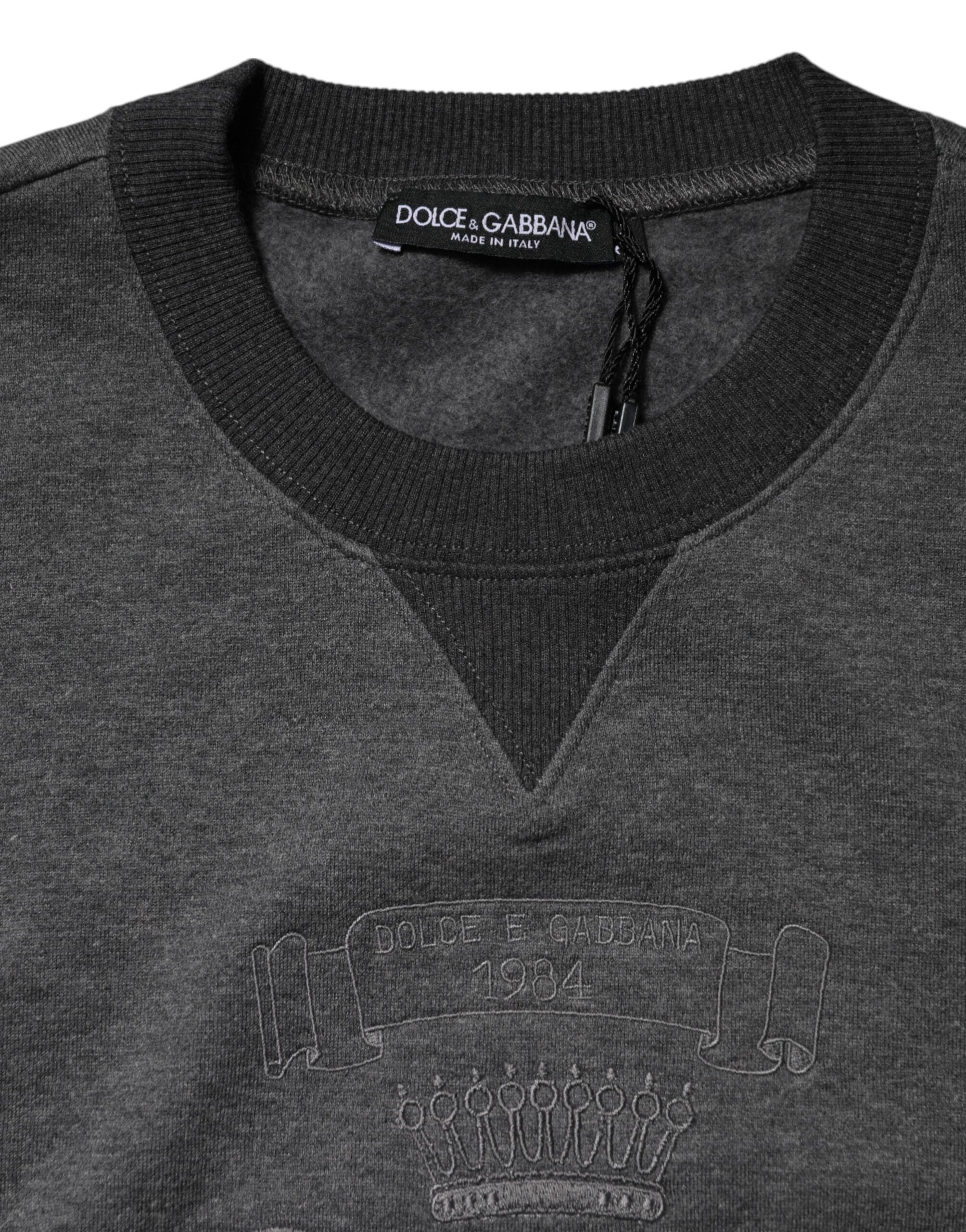Gray DG Logo Embroidered Pullover Sweater - ventzia