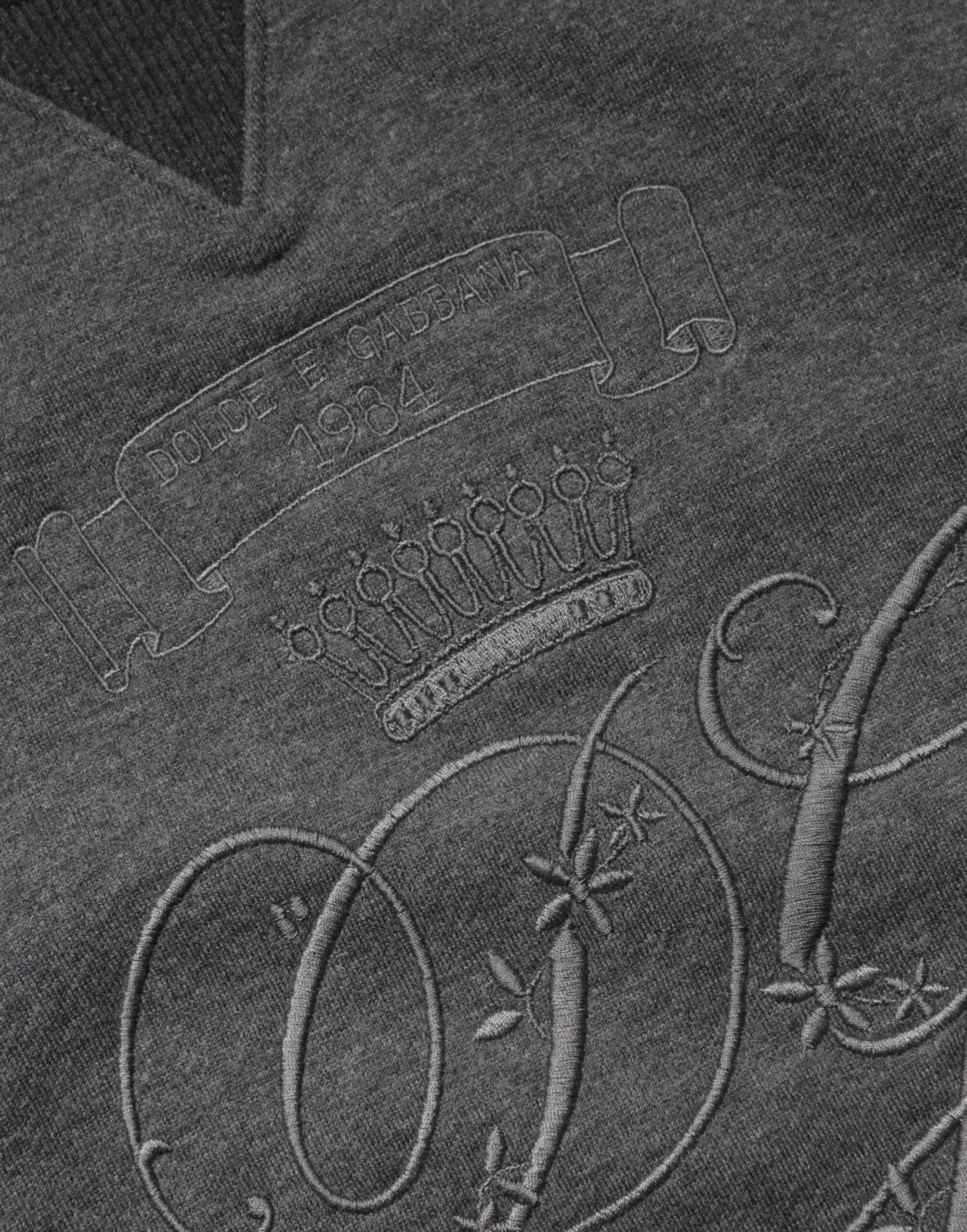 Gray DG Logo Embroidered Pullover Sweater - ventzia