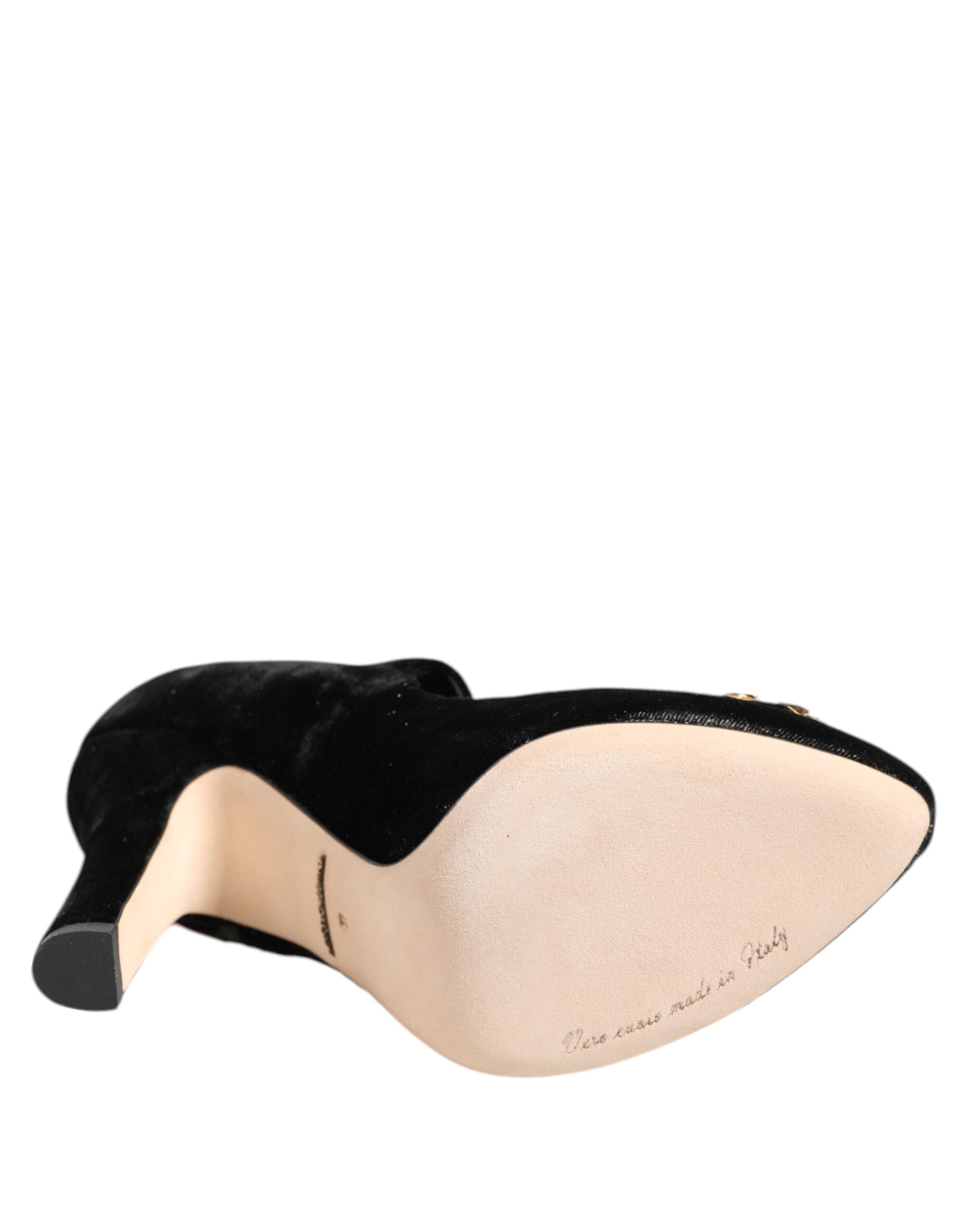 Black Roses Crystal Brooch Mary Jane Shoes - ventzia