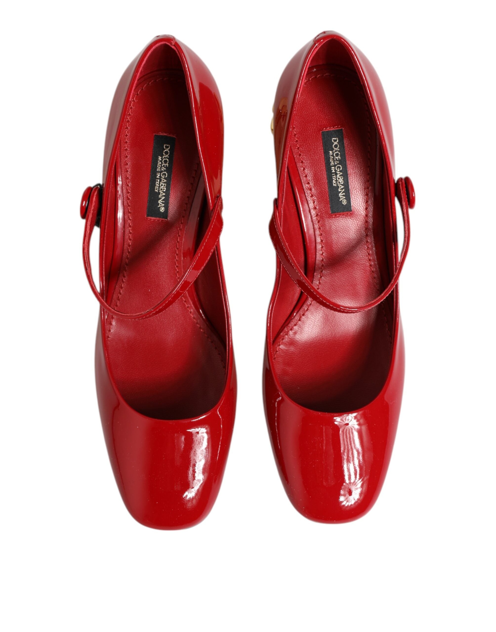 Red Leather DG Logo Heels Sandals Shoes - ventzia