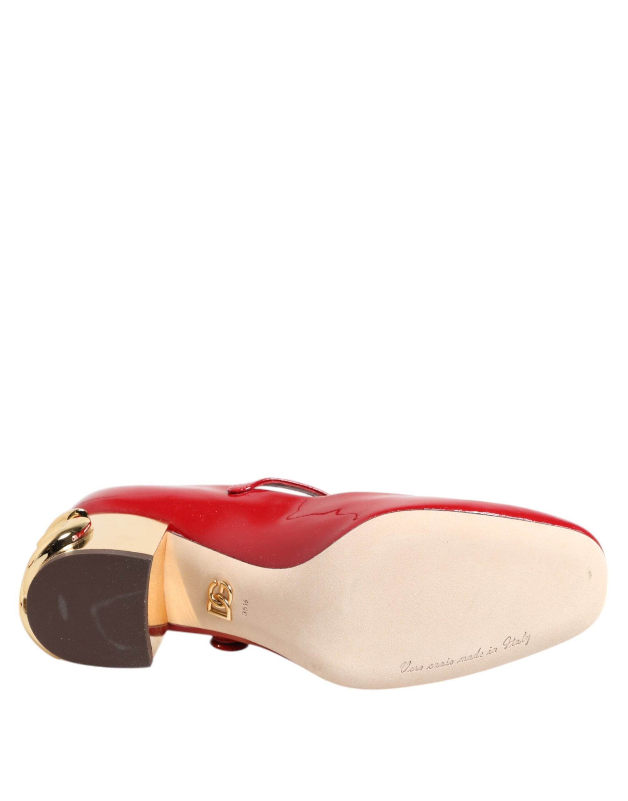 Red Leather DG Logo Heels Sandals Shoes - ventzia