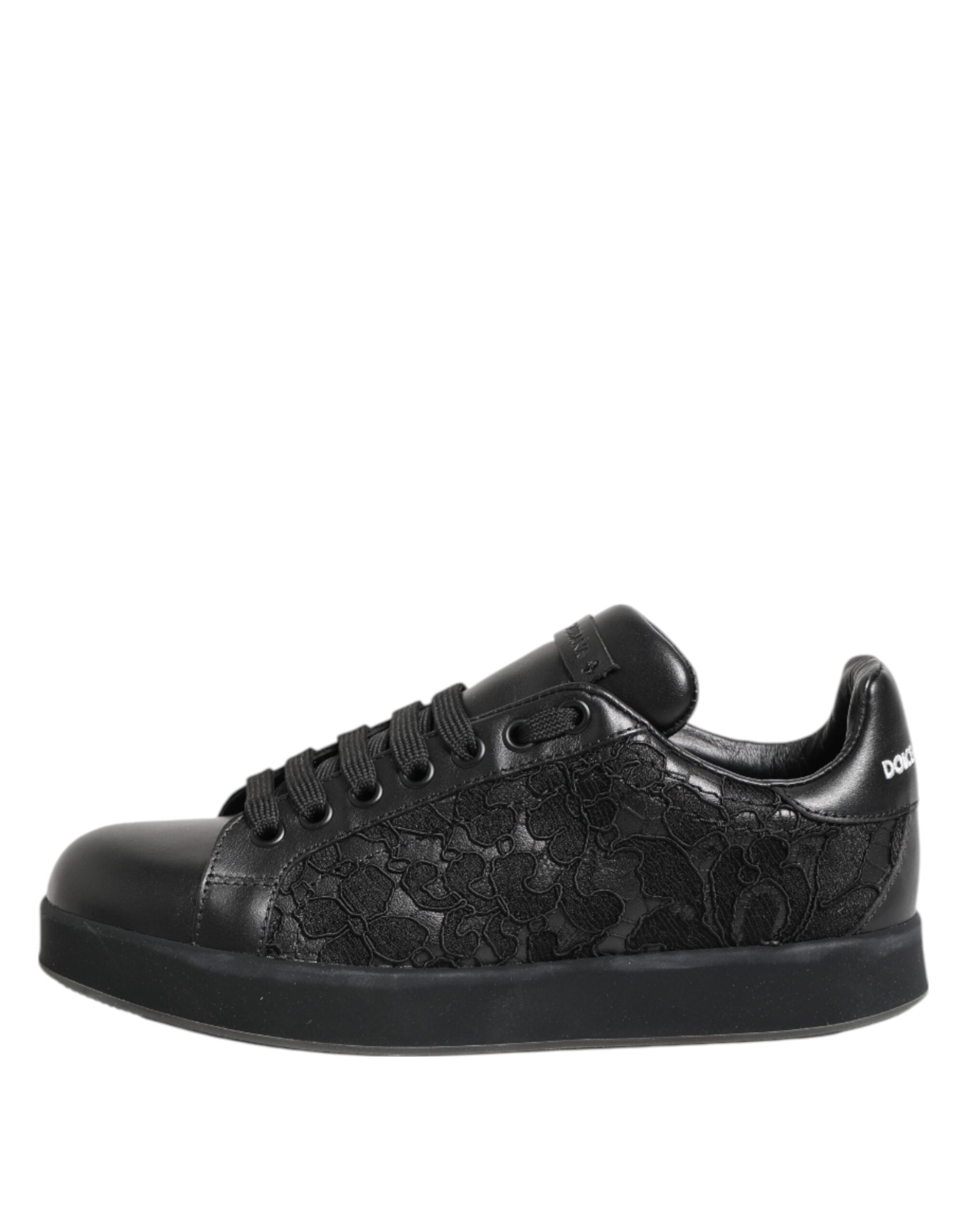 Black Floral Lace Low Top Sneakers Shoes - ventzia
