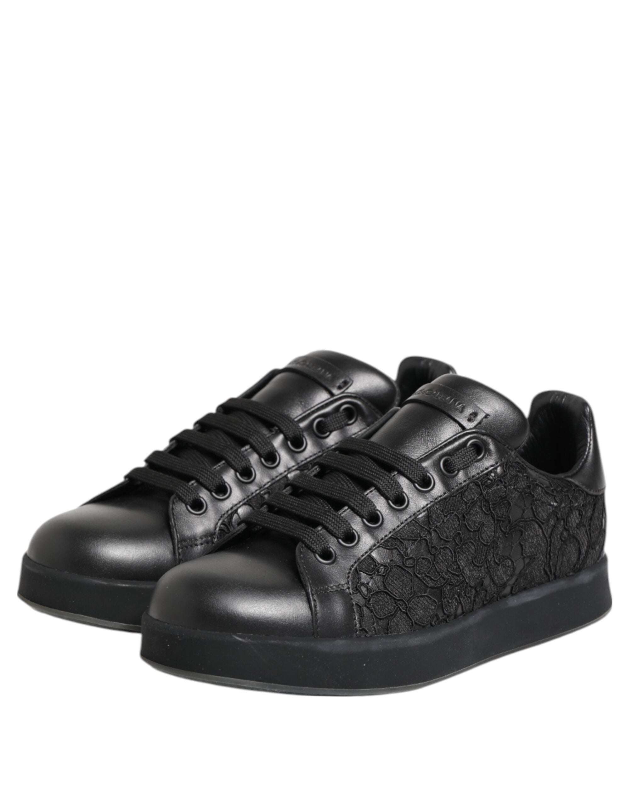 Black Floral Lace Low Top Sneakers Shoes - ventzia