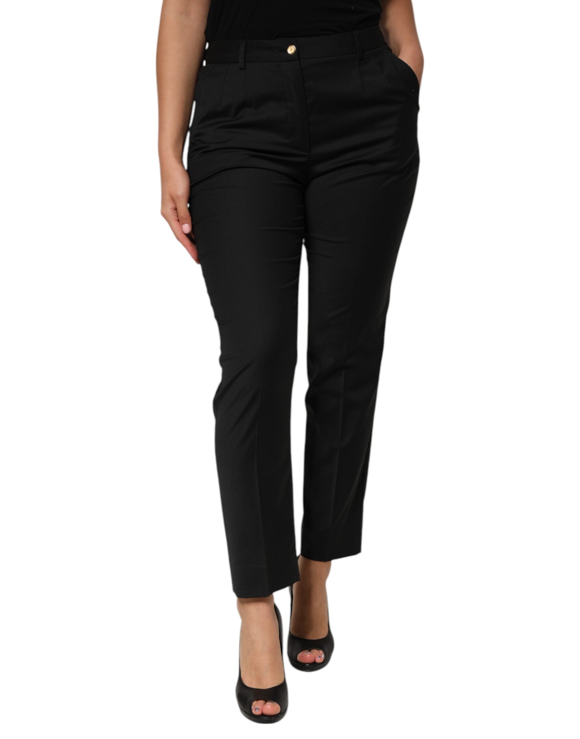 Black Polyester Tapered Women Trouser Pants - ventzia