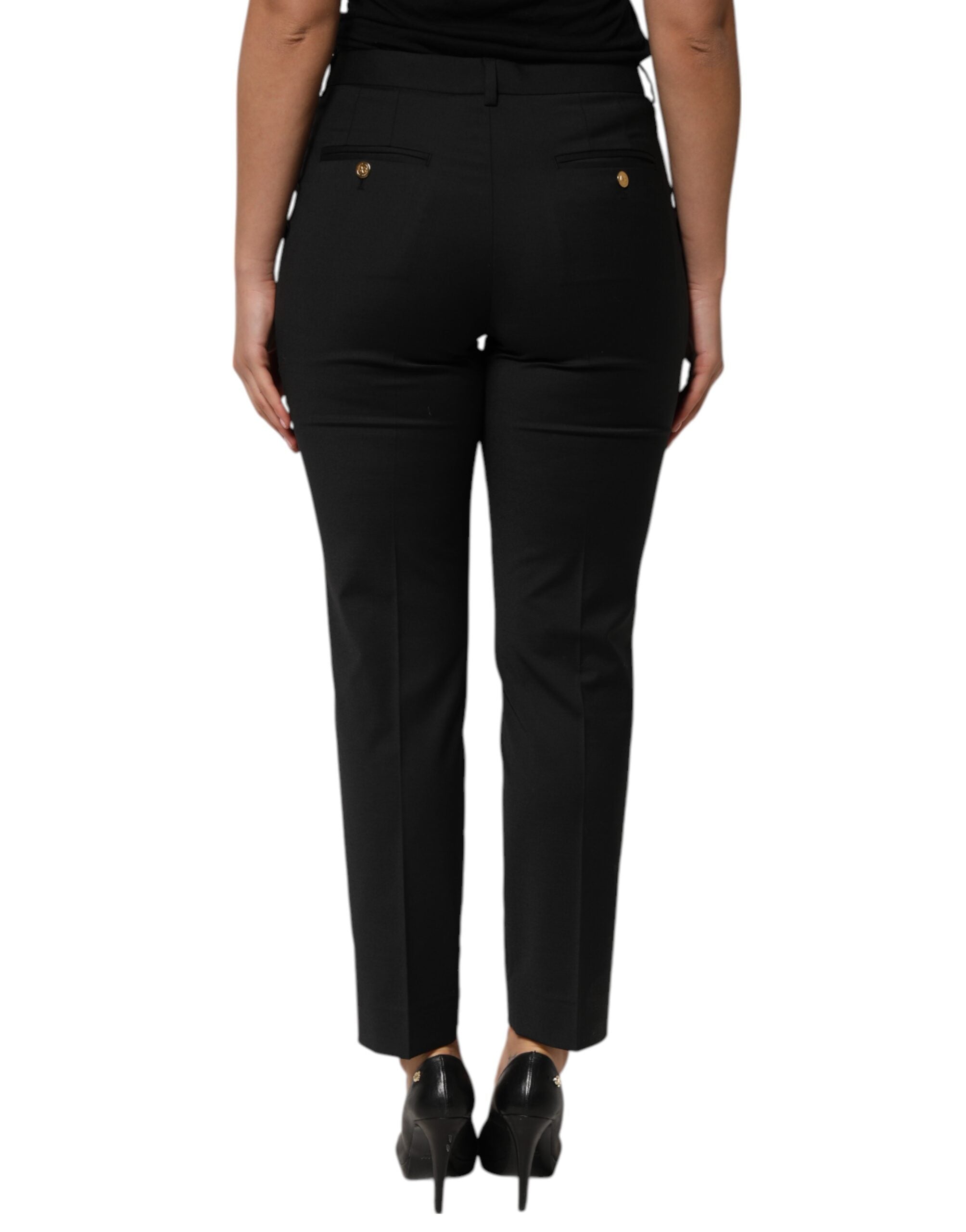 Black Polyester Tapered Women Trouser Pants - ventzia