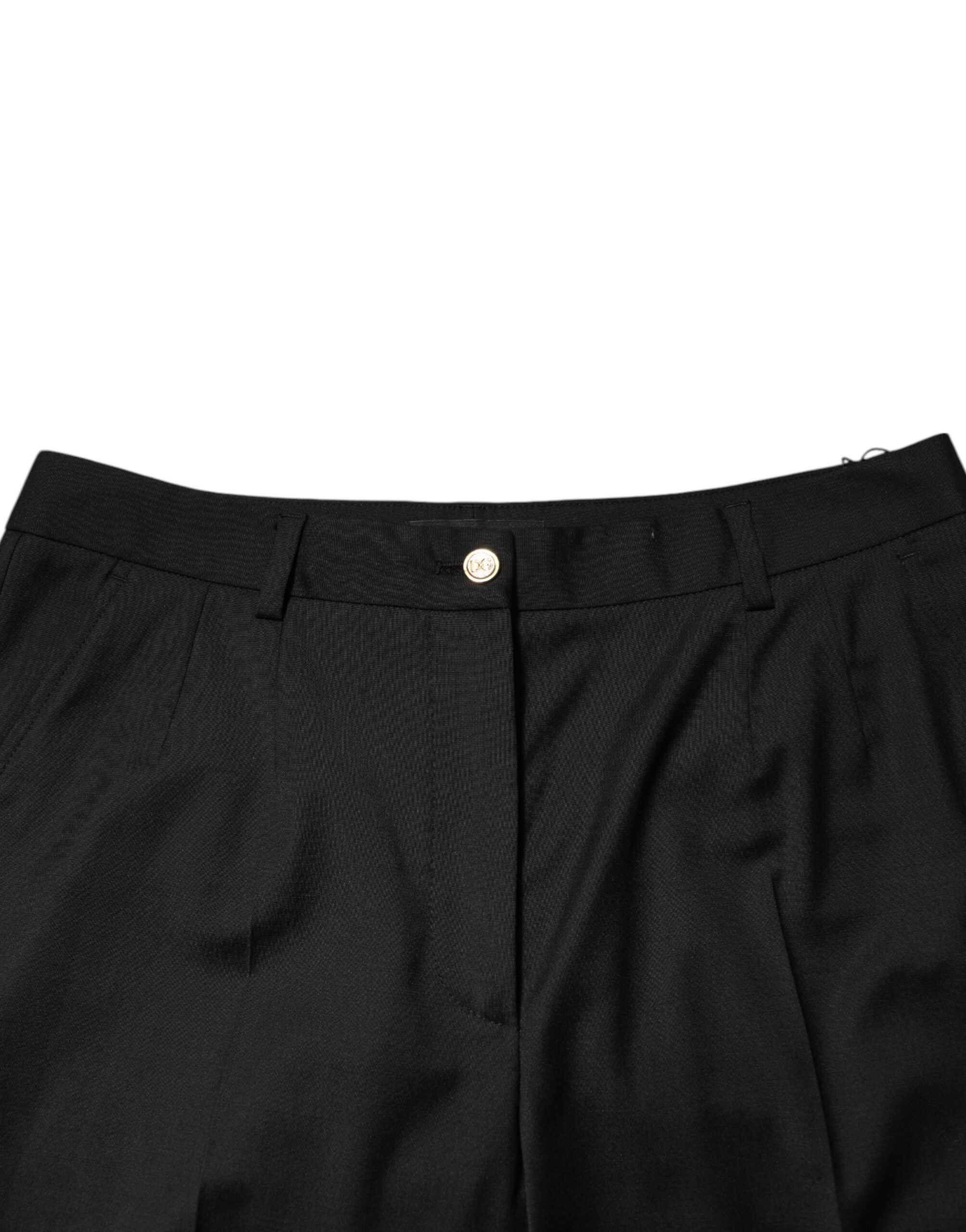 Black Polyester Tapered Women Trouser Pants - ventzia