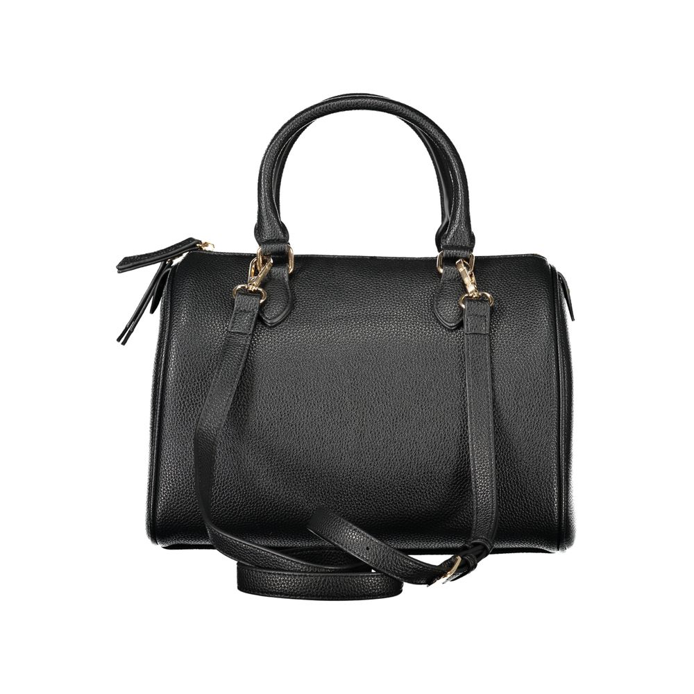 Black Polyurethane Women Handbag - ventzia