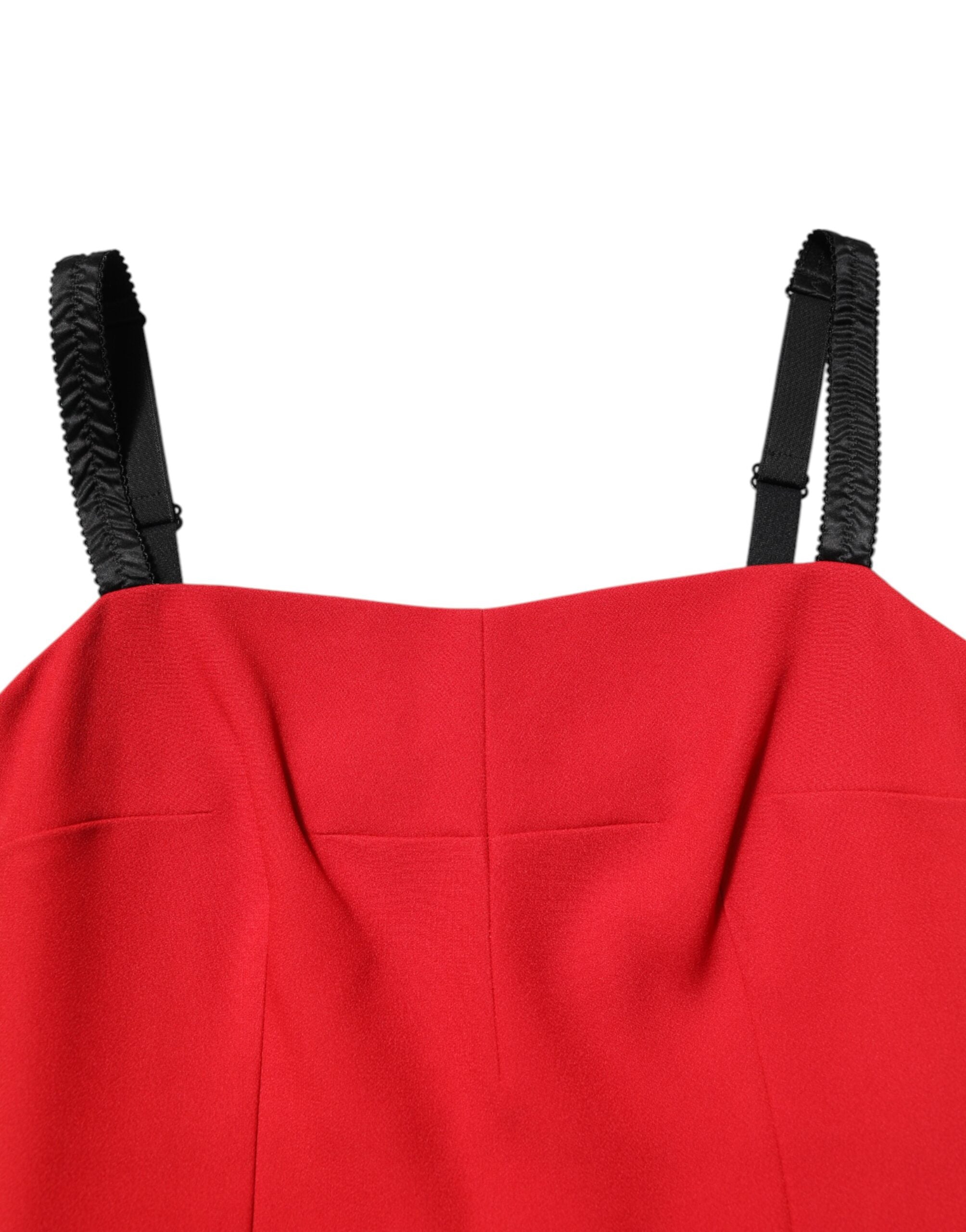 Red Stretch Bodycon Sheath Knee Length Dress - ventzia