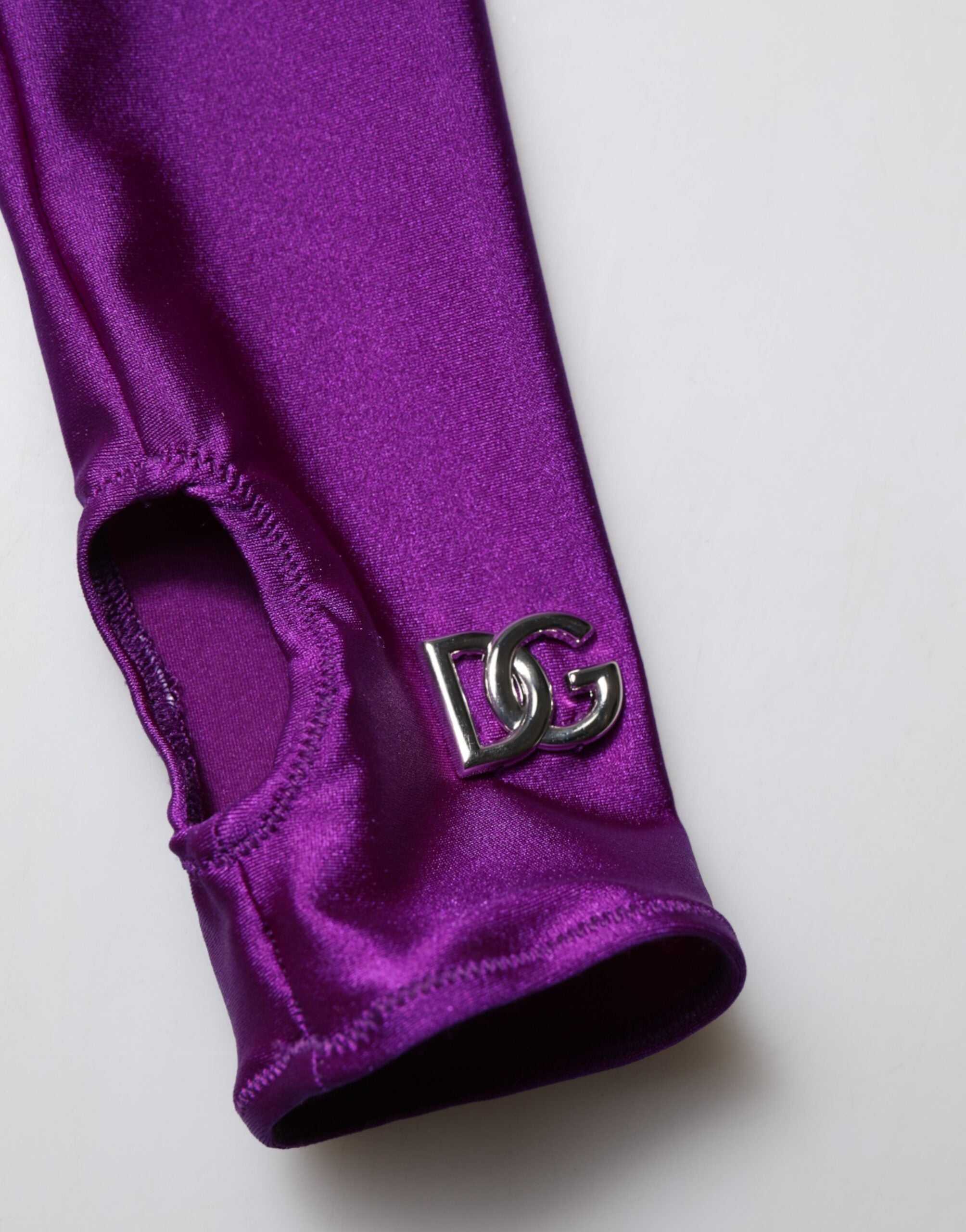 Purple Nylon Turtleneck Bodycon Jumpsuit Dress - ventzia