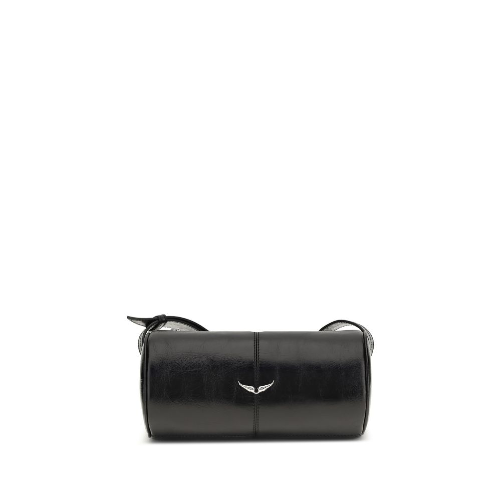 Black Leather Shoulder Bag - ventzia