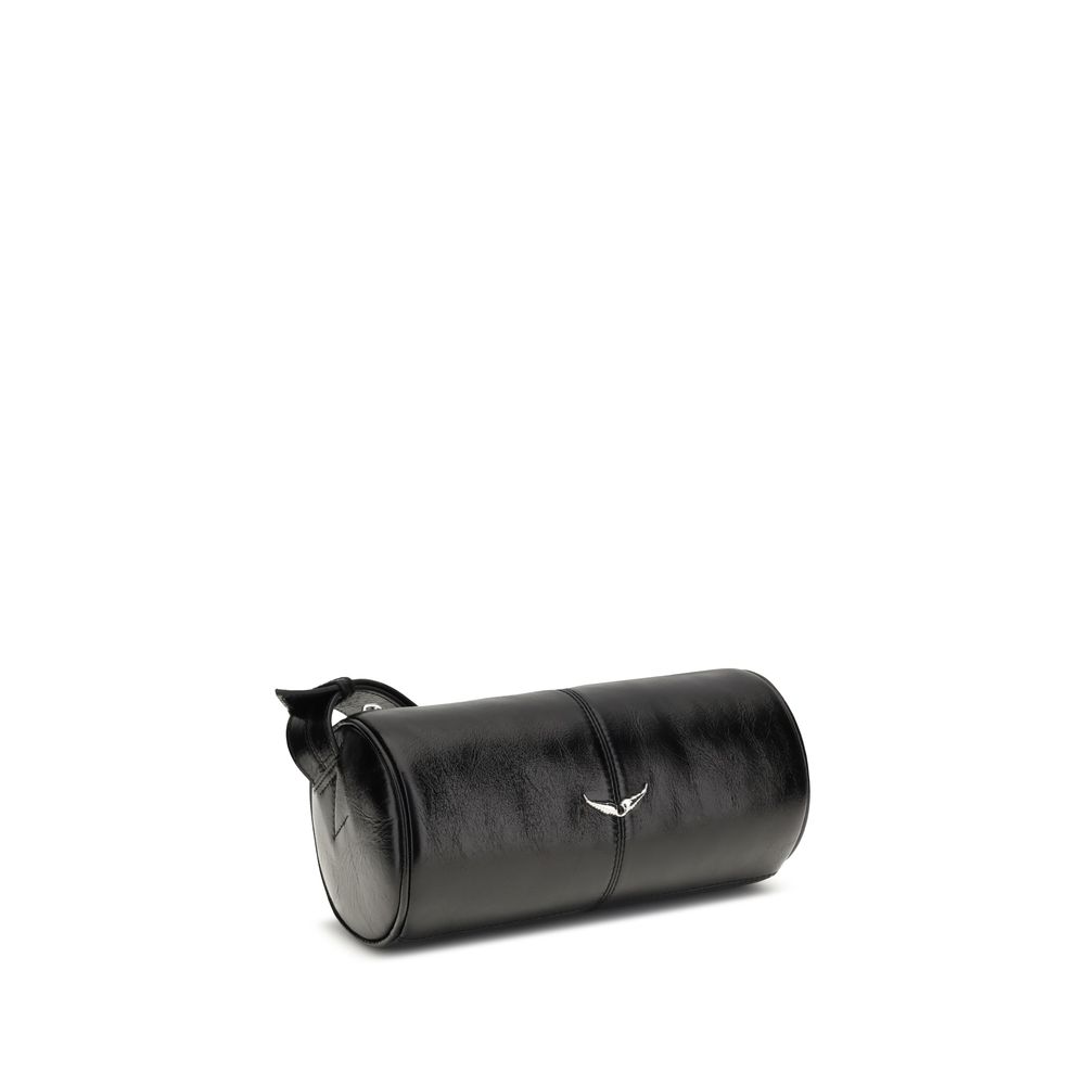 Black Leather Shoulder Bag - ventzia