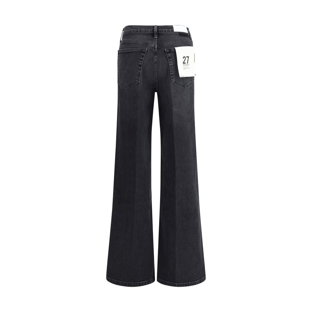 Black Cotton Flared Jeans