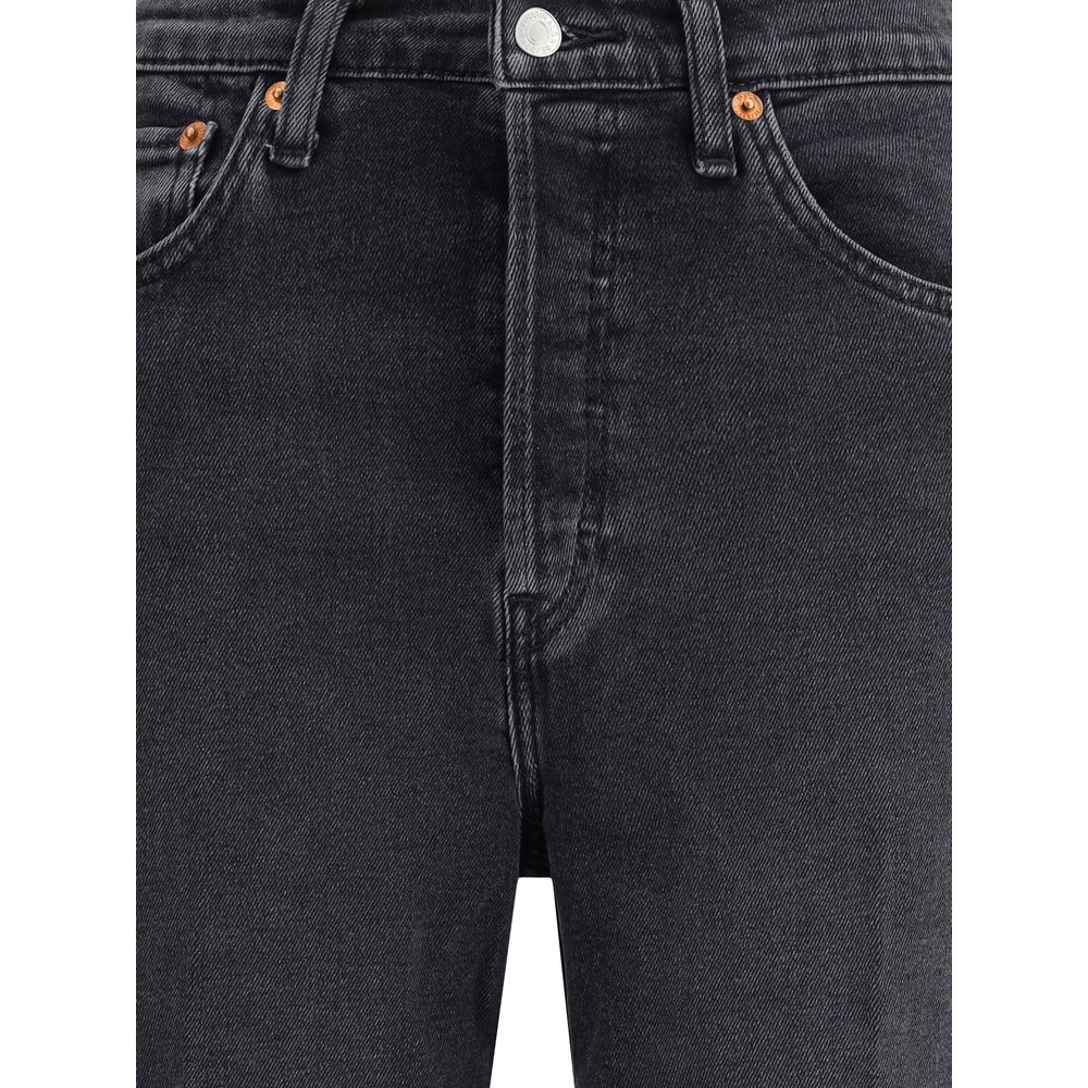 Black Cotton Flared Jeans
