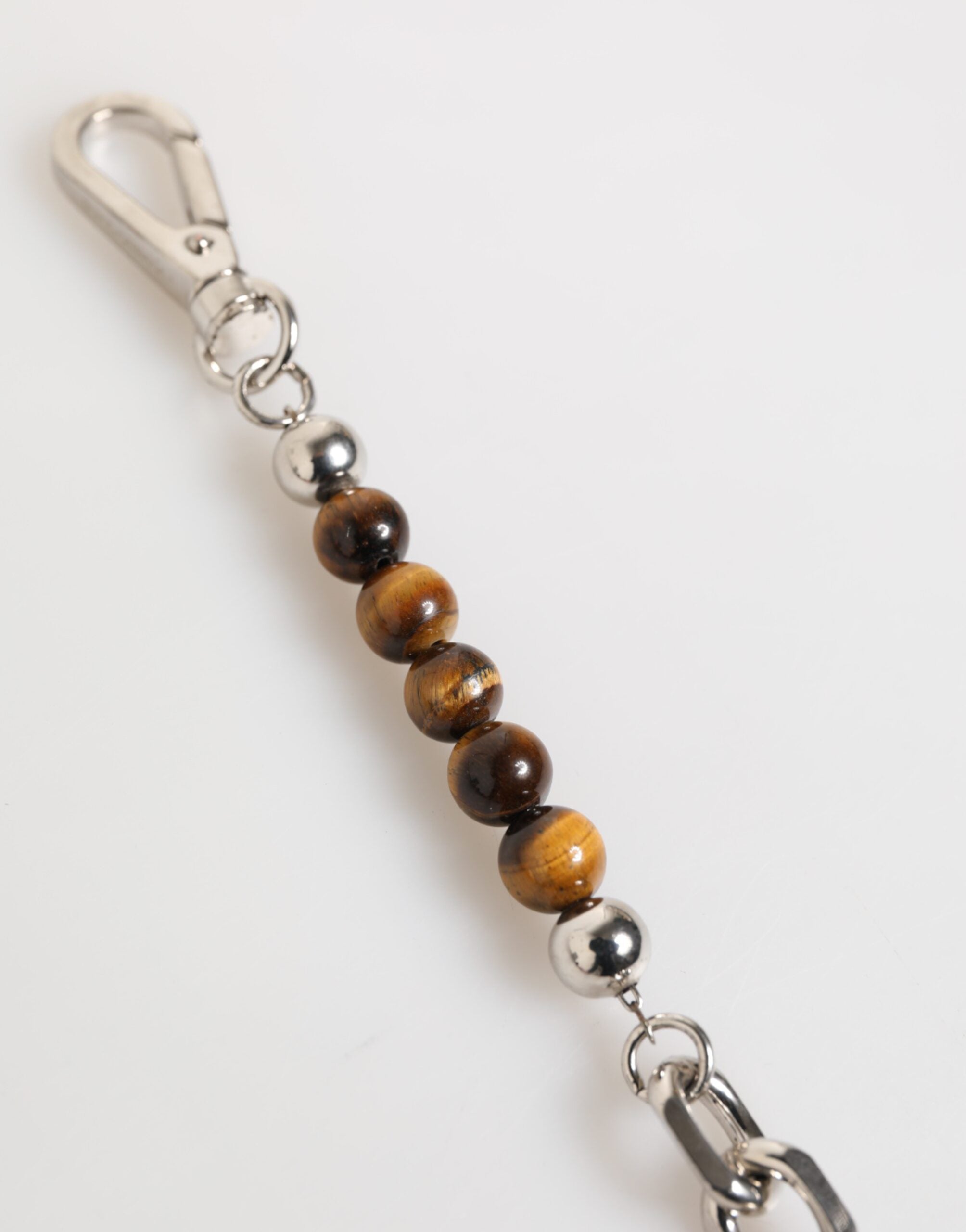 Silver Chain Brass Beaded Lobster Clasp Logo Men Bracelet - ventzia