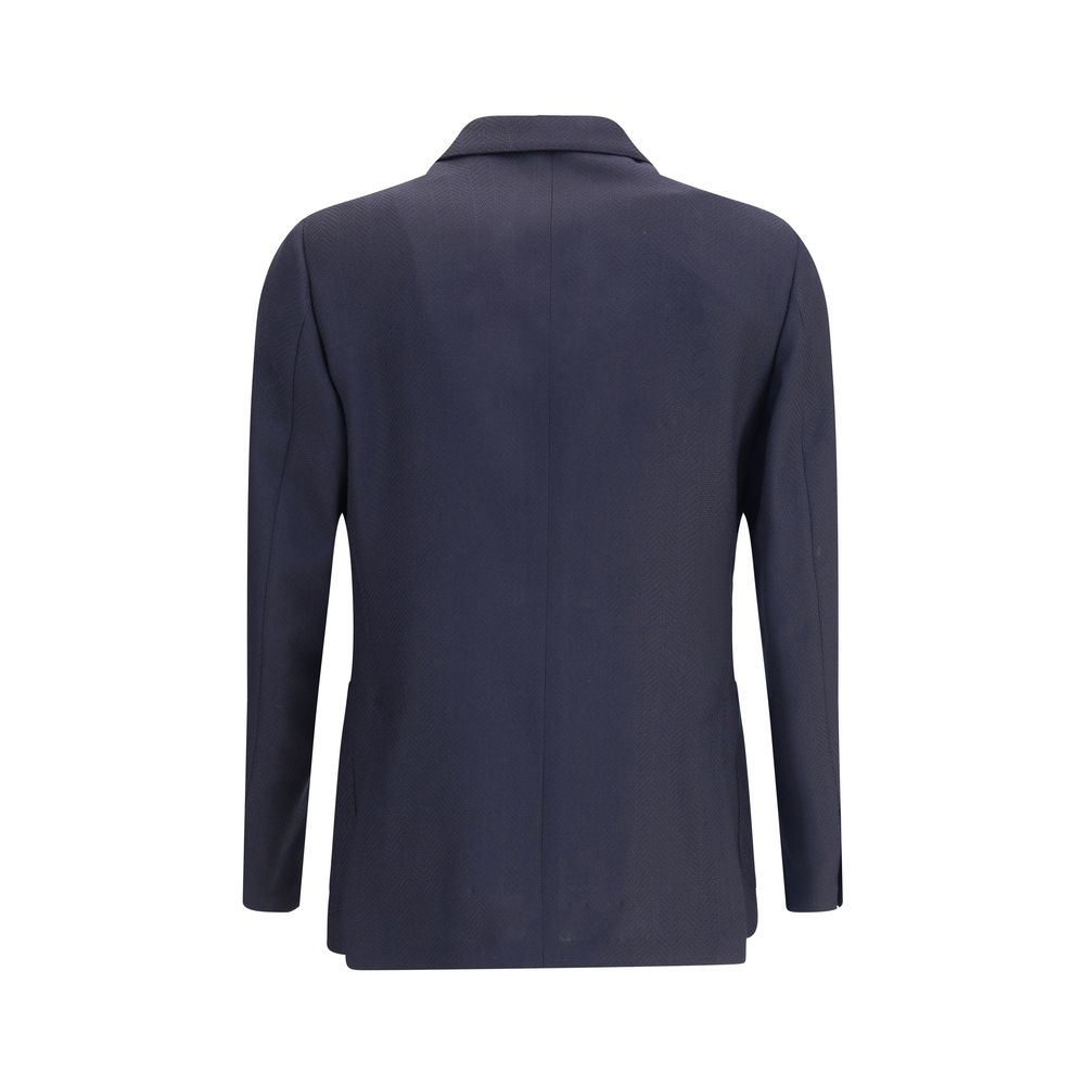 Blue Fleece Wool Blazer - ventzia