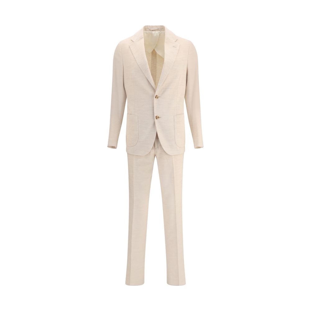 Beige Cotton Two-Piece Suit - ventzia