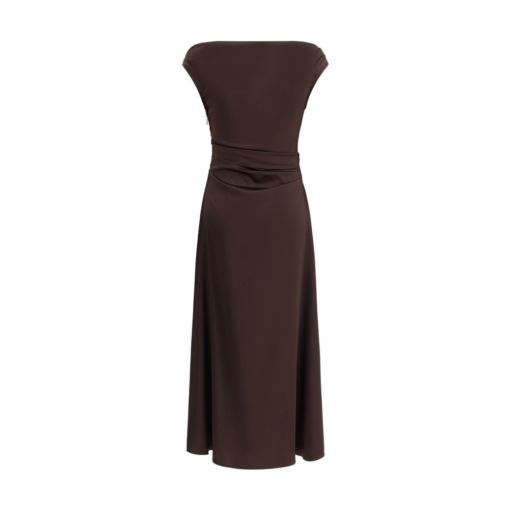Brown Silk Cocktail Dress - ventzia