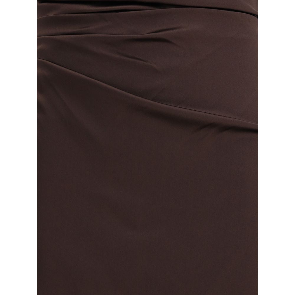 Brown Silk Cocktail Dress - ventzia