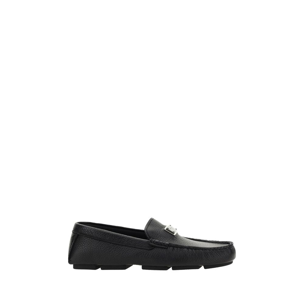 Black Calf Leather Bos Taurus Slip-On Loafers - ventzia
