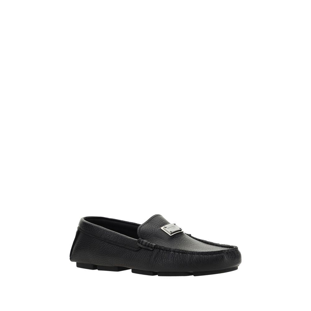 Black Calf Leather Bos Taurus Slip-On Loafers - ventzia