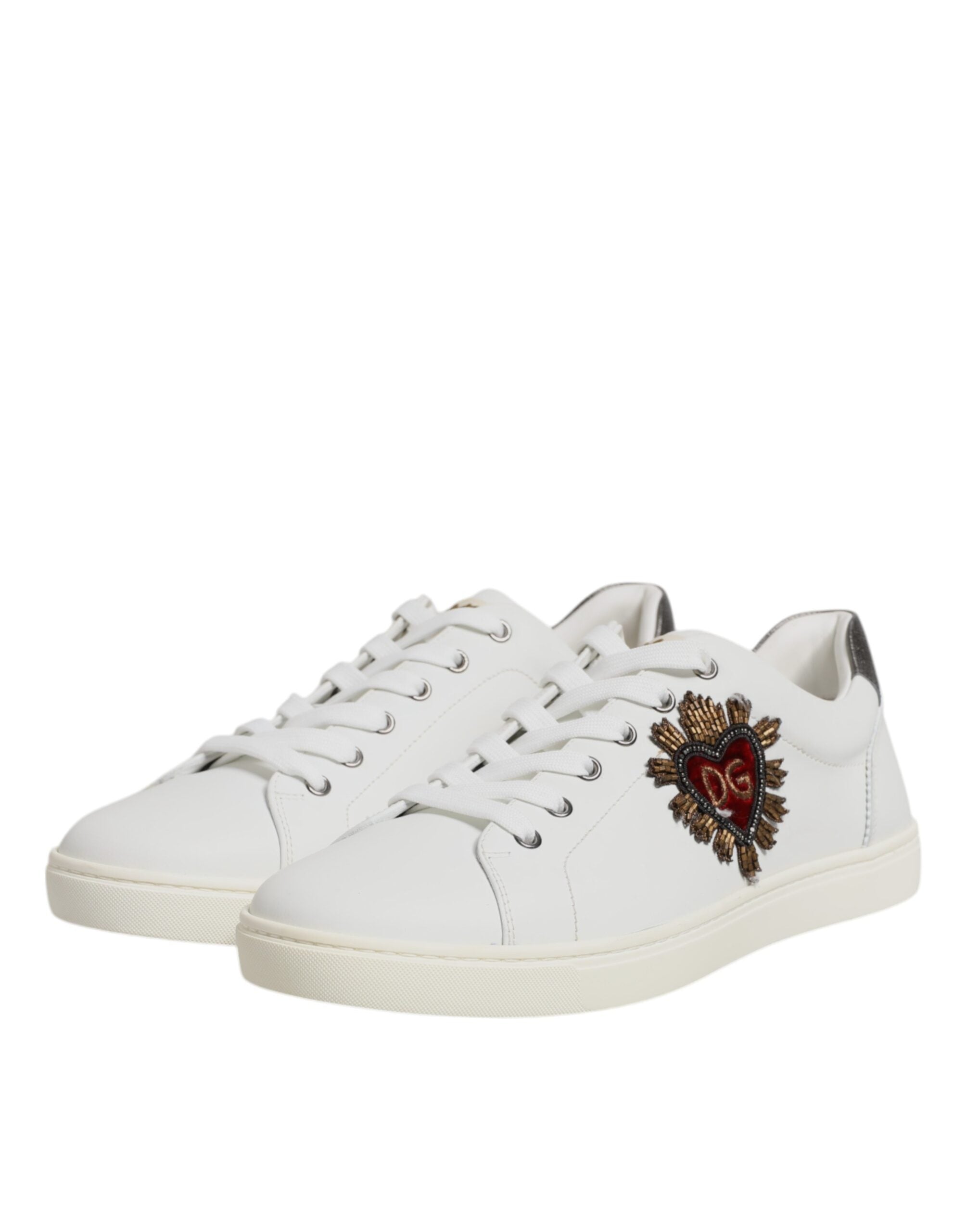 White Sacred Heart Men Low Top Sneakers Shoes - ventzia