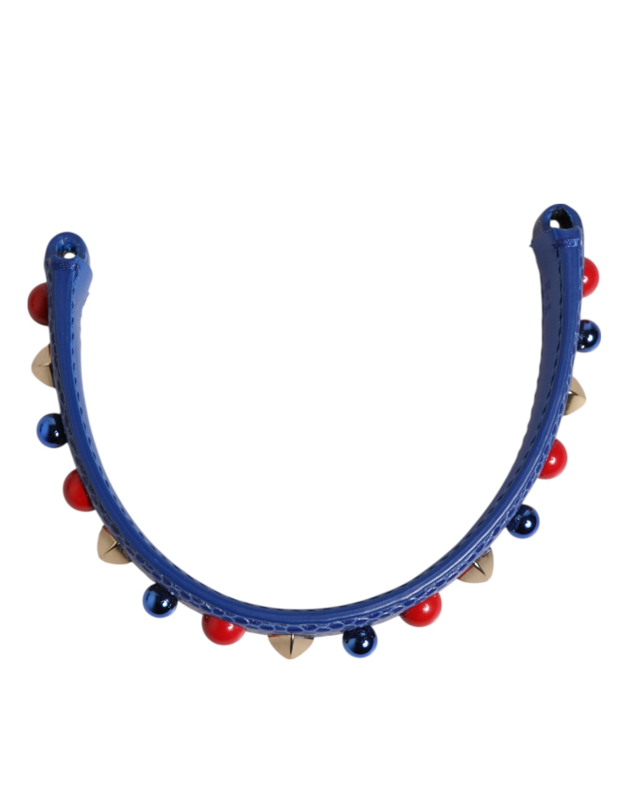 Blue Embellished Leather Bag Handle Women Shoulder Strap - ventzia