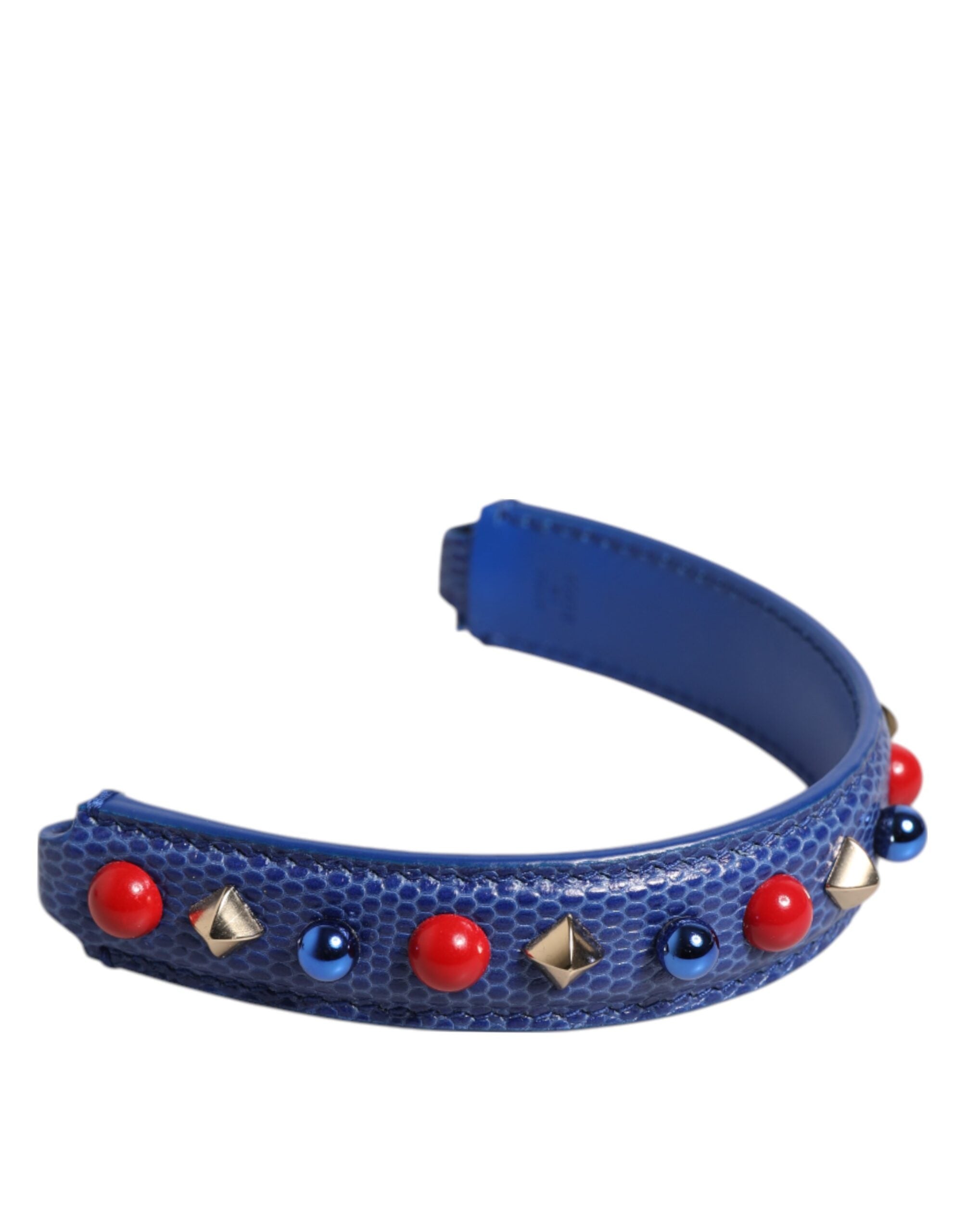 Blue Embellished Leather Bag Handle Women Shoulder Strap - ventzia