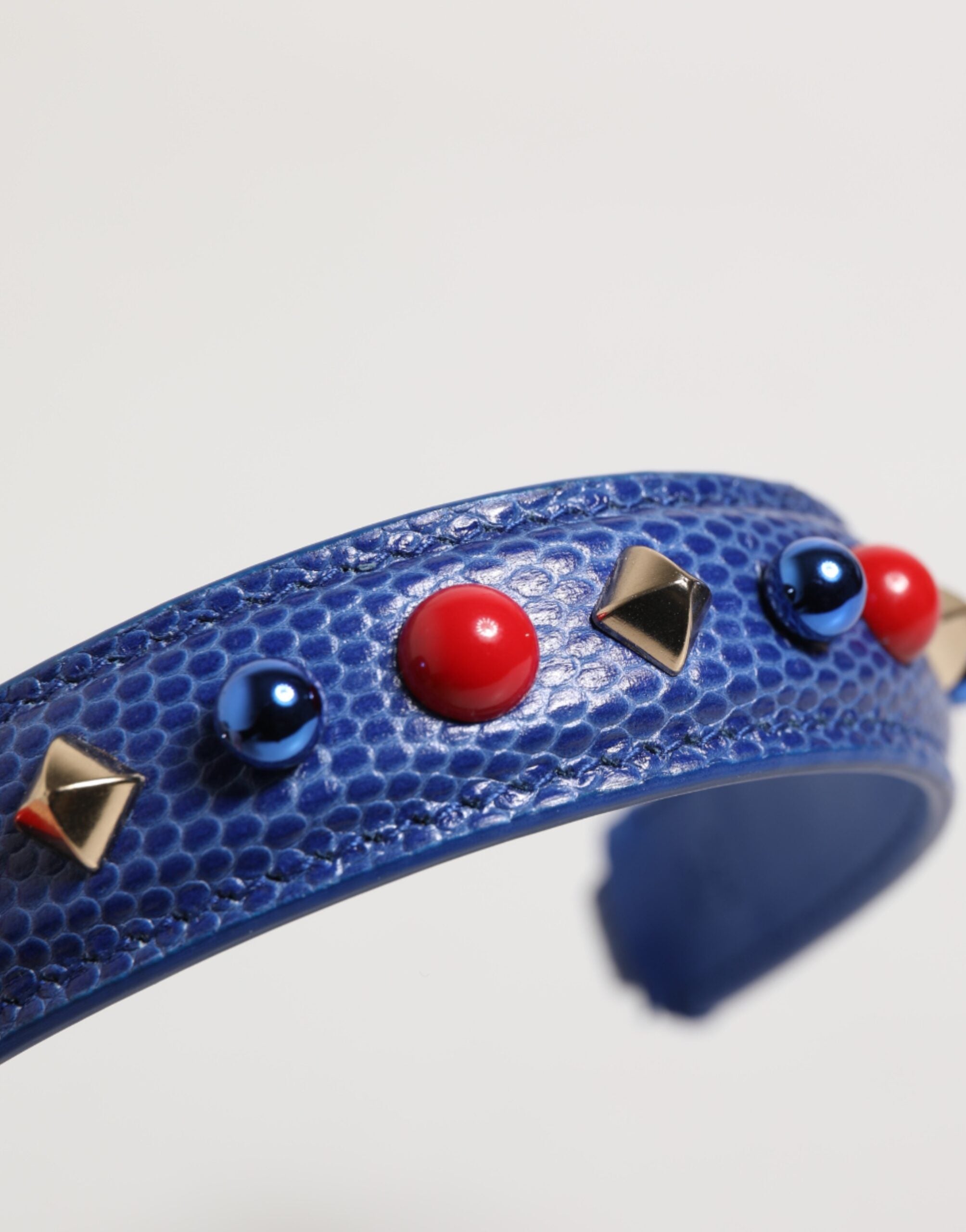 Blue Embellished Leather Bag Handle Women Shoulder Strap - ventzia