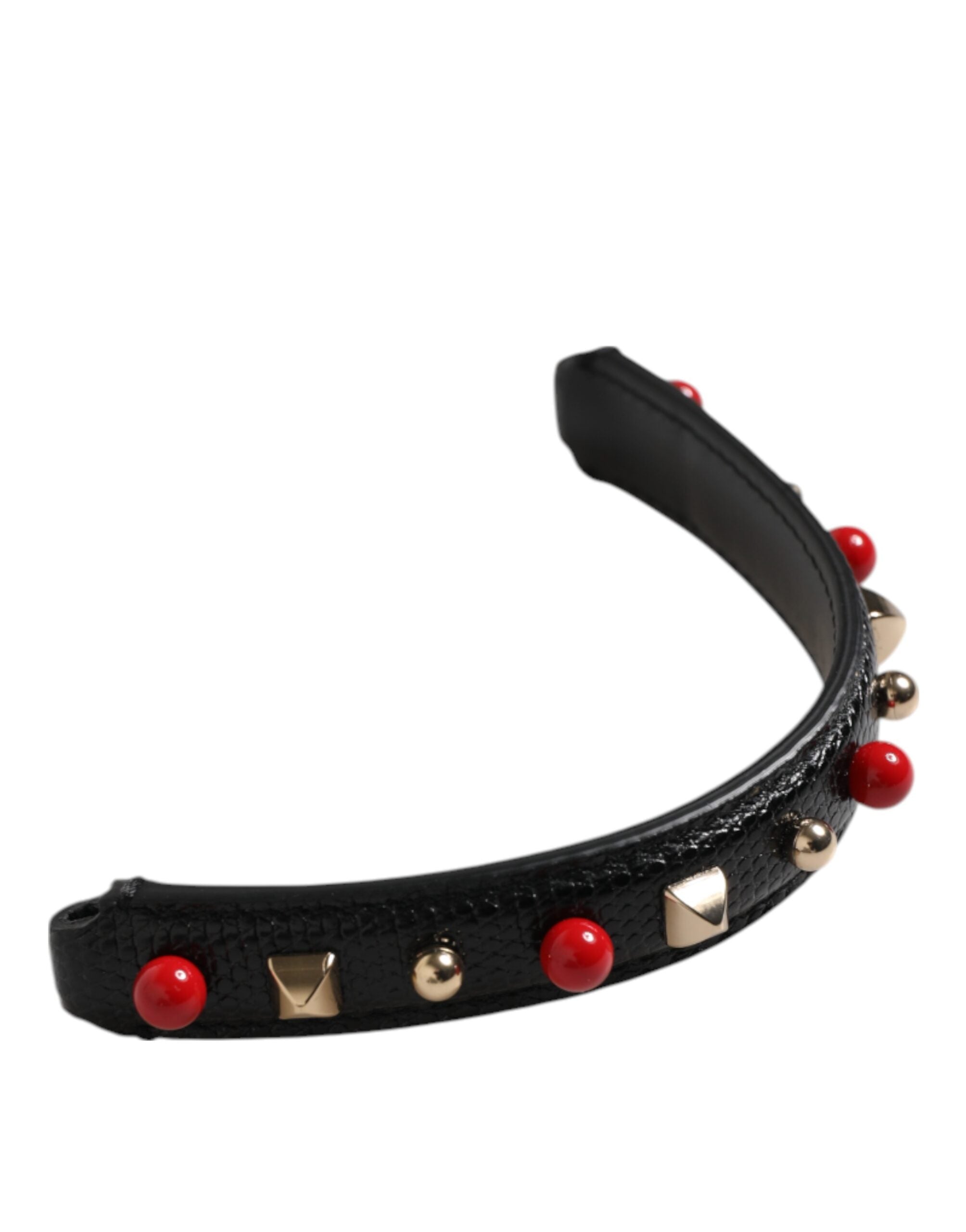 Black Embellished Leather Bag Handle Women Shoulder Strap - ventzia