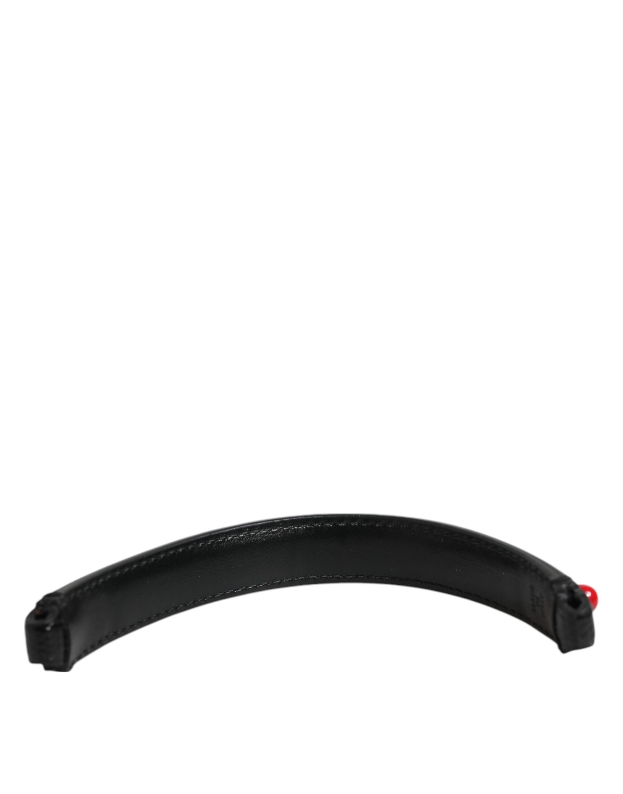 Black Embellished Leather Bag Handle Women Shoulder Strap - ventzia