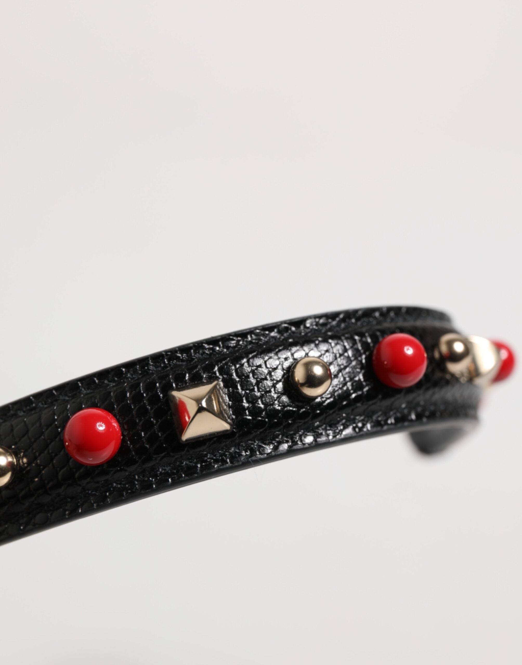 Black Embellished Leather Bag Handle Women Shoulder Strap - ventzia