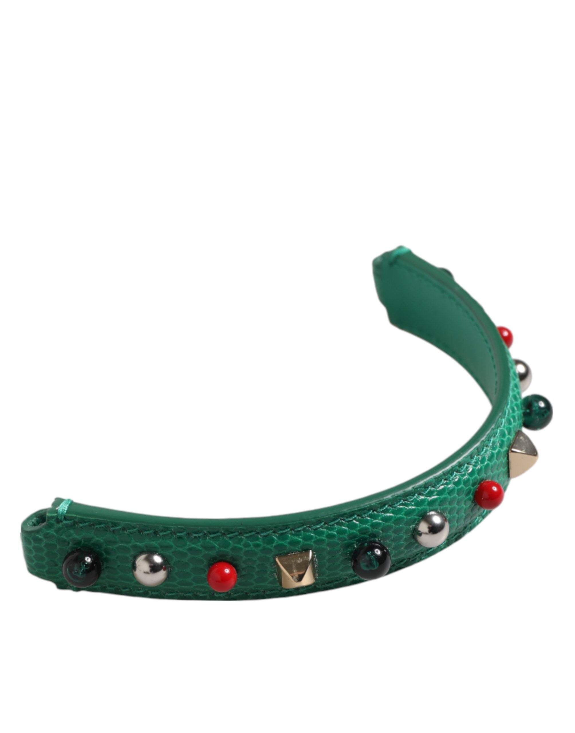 Green Embellished Leather Bag Handle Women Shoulder Strap - ventzia