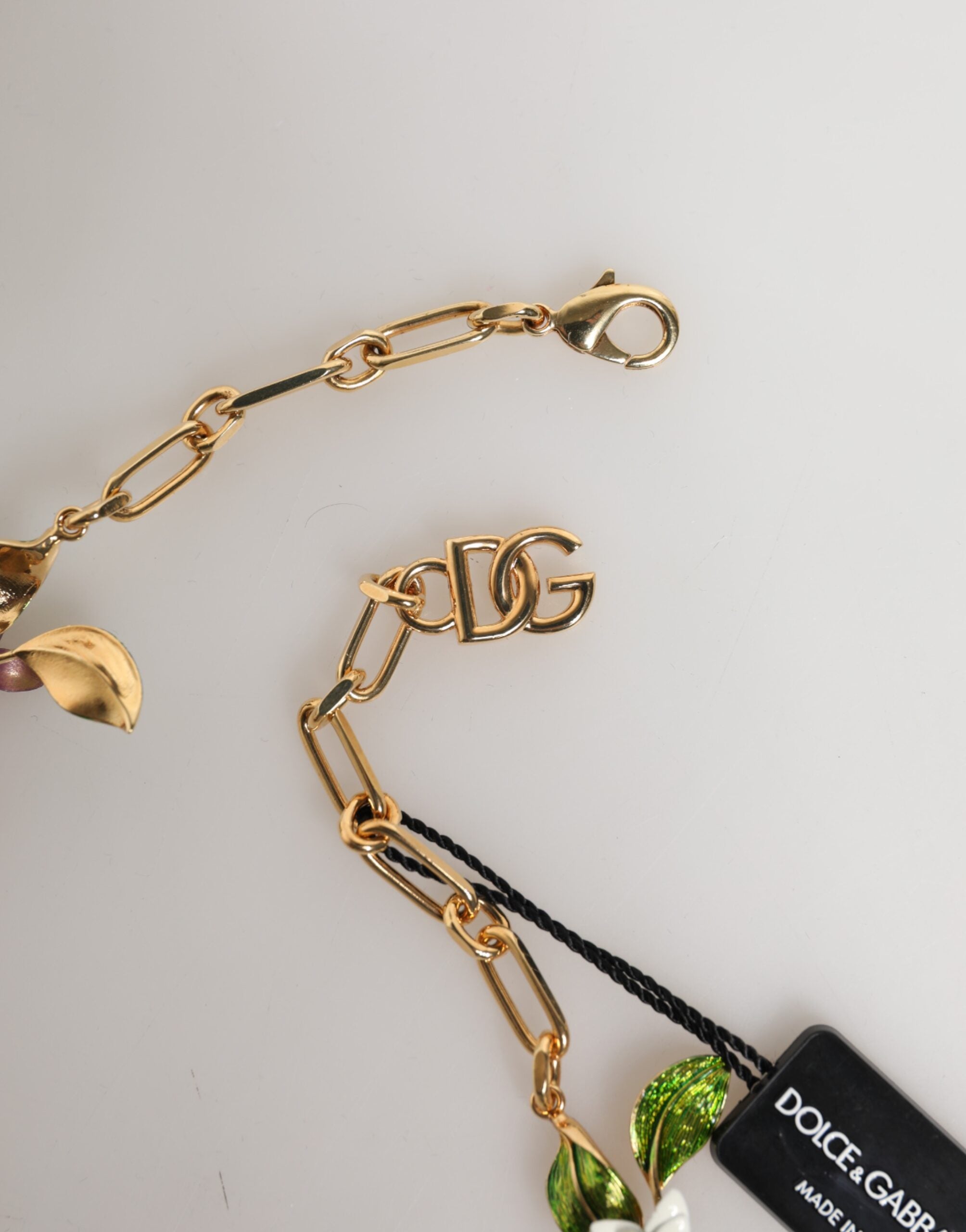 Gold Brass Logo Detail Floral Fashion Jewelry Necklace - ventzia