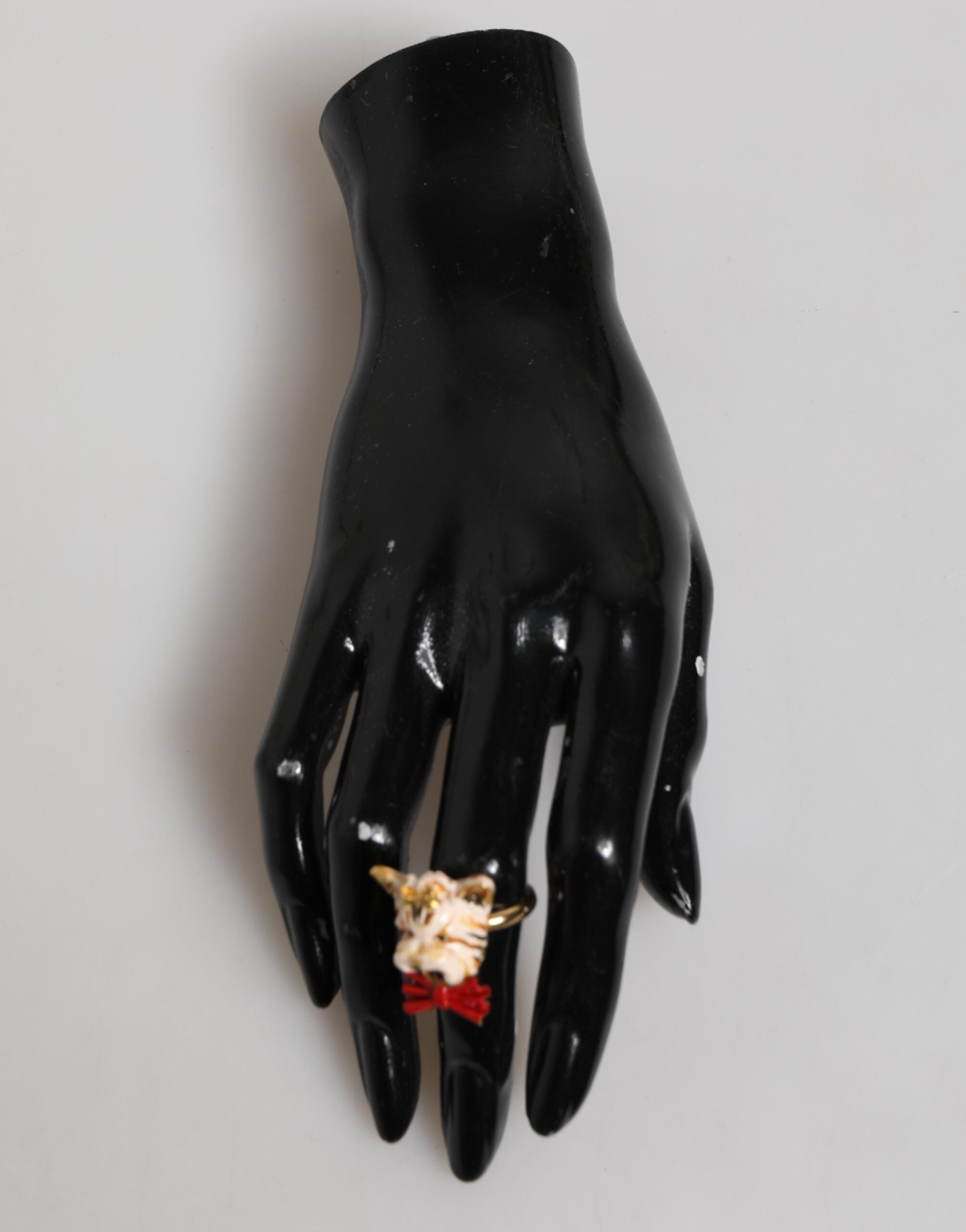 Gold Brass Resin Beige Dog Pet Accessory Ring - ventzia
