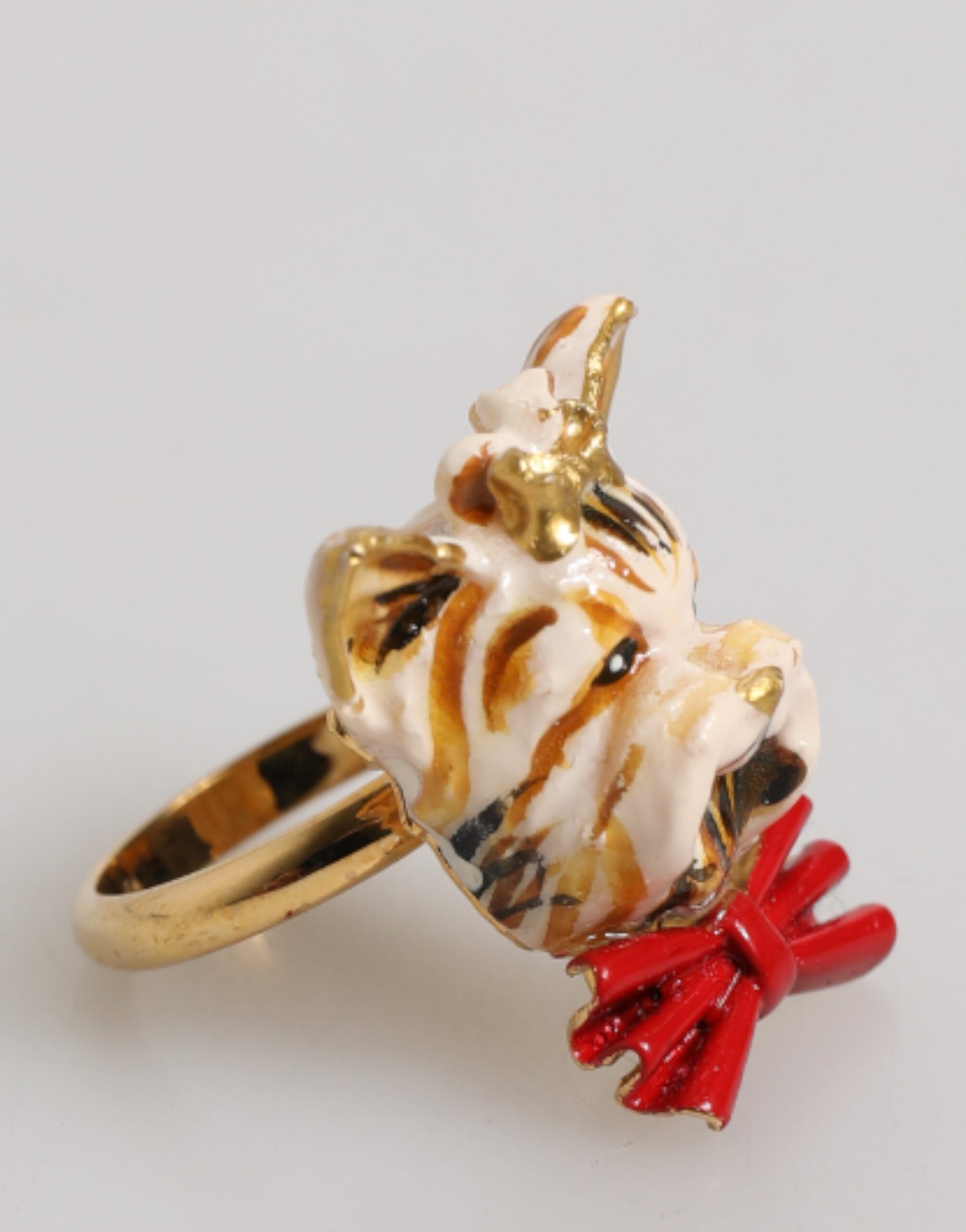 Gold Brass Resin Beige Dog Pet Accessory Ring - ventzia
