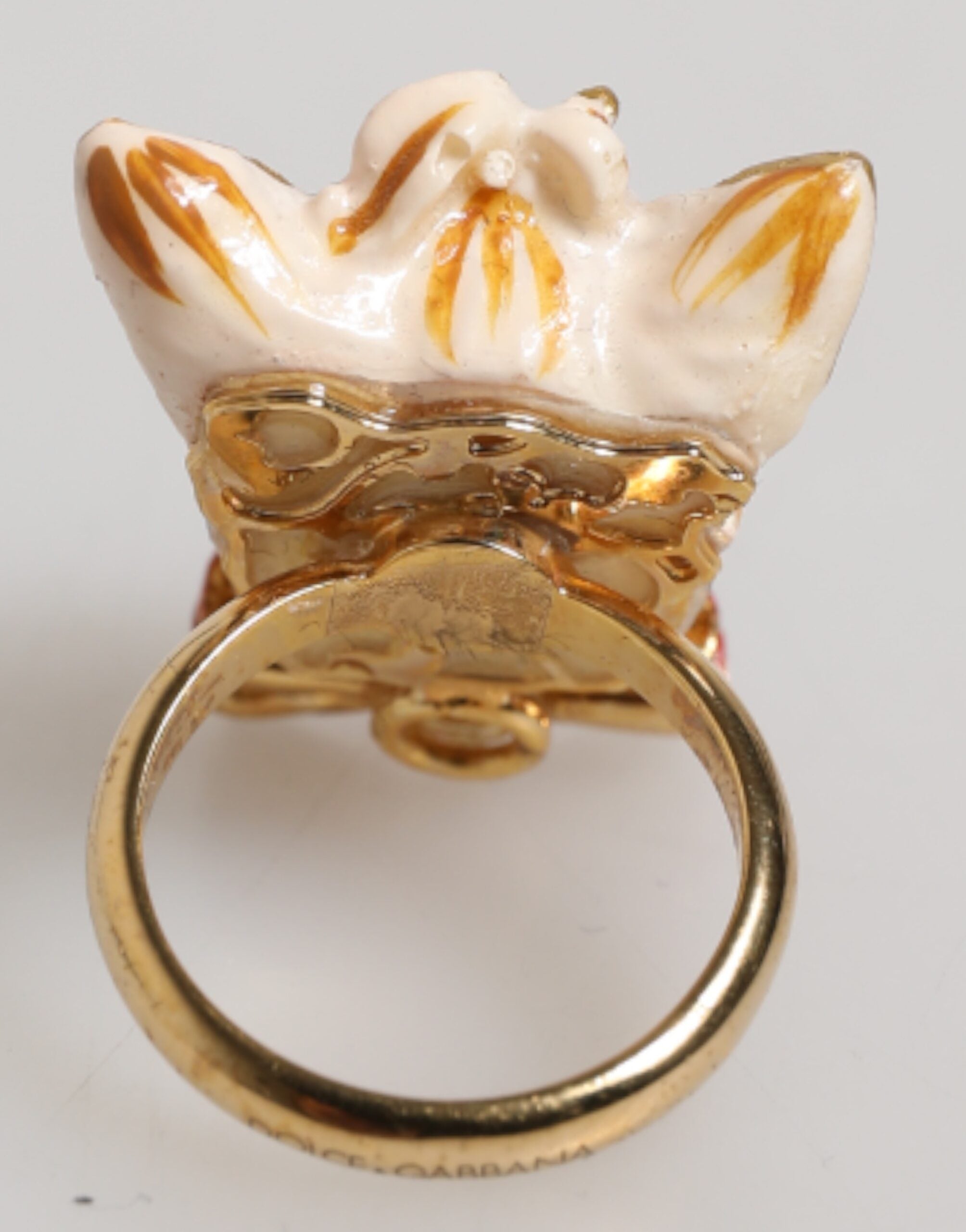 Gold Brass Resin Beige Dog Pet Accessory Ring - ventzia