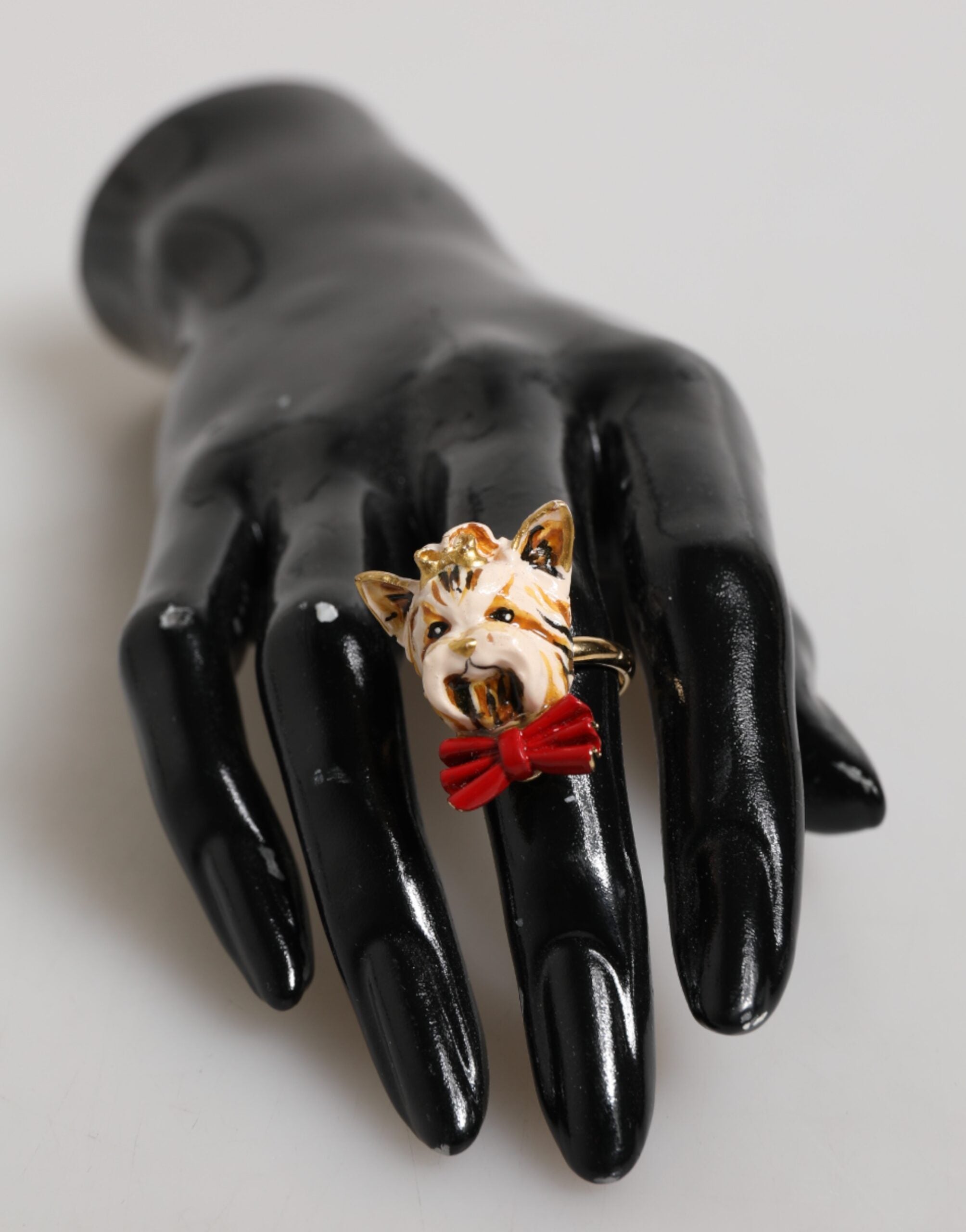 Gold Brass Resin Beige Dog Pet Accessory Ring - ventzia