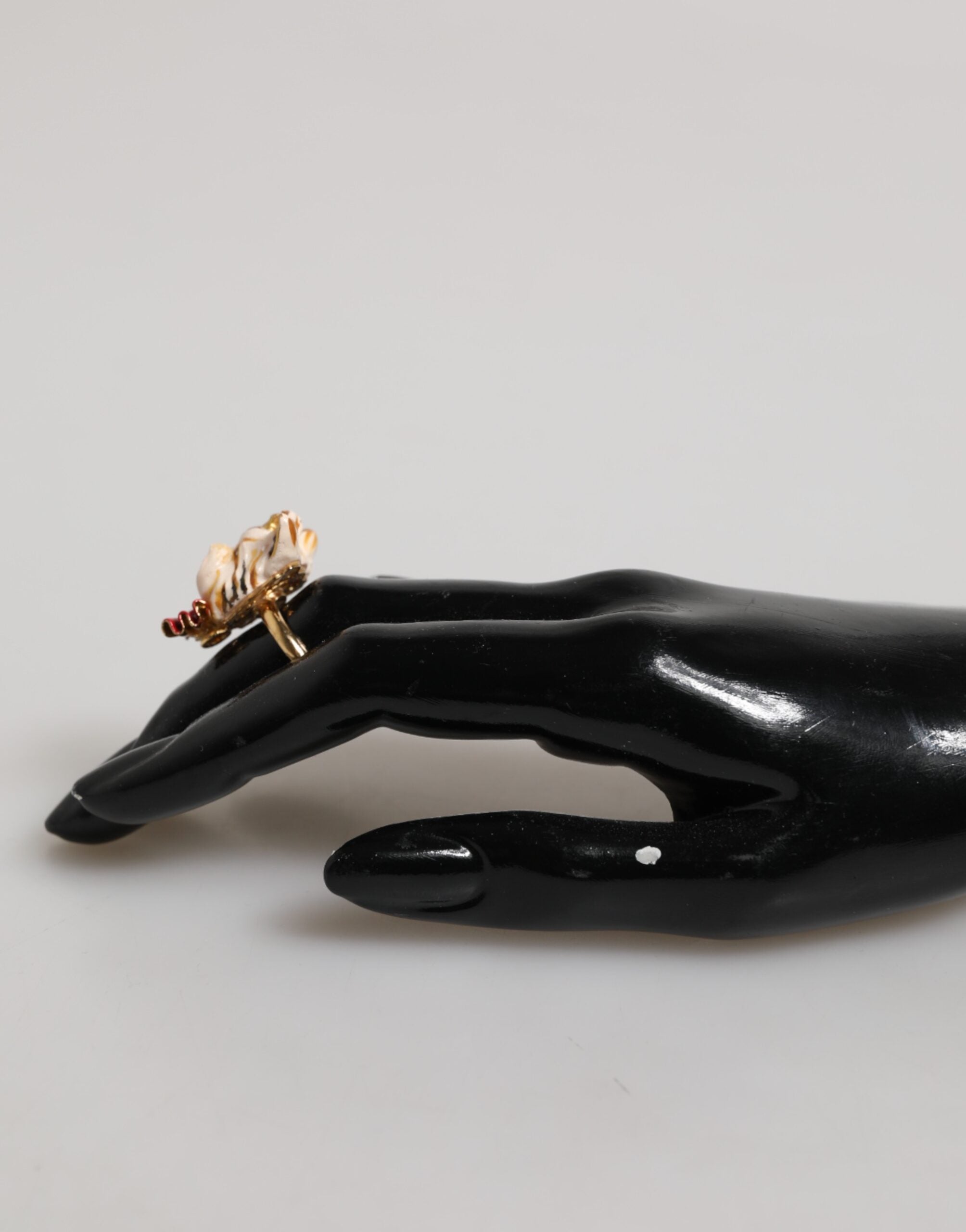Gold Brass Resin Beige Dog Pet Accessory Ring - ventzia