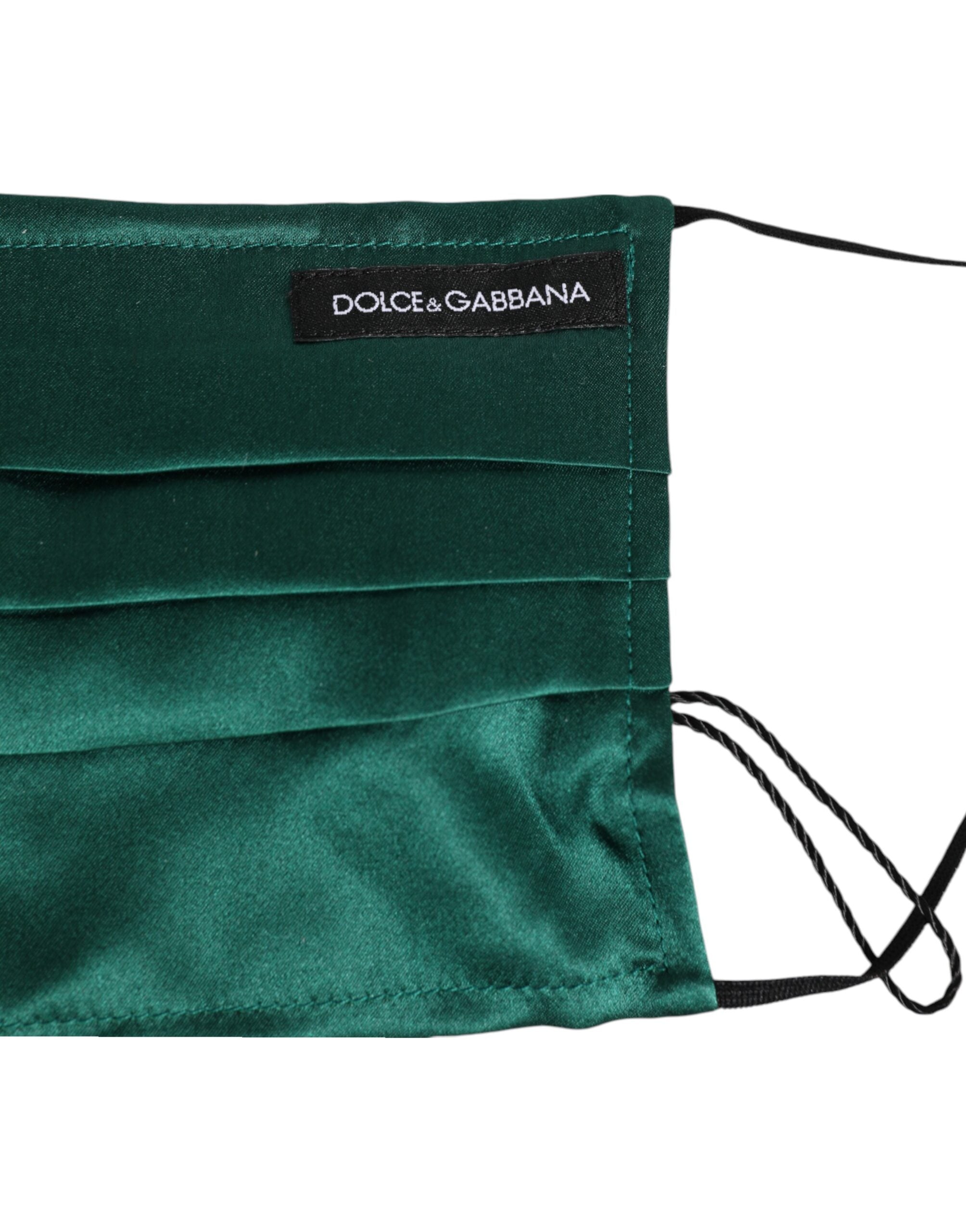 Green Silk Pleated Elastic Ear Strap Face Mask - ventzia
