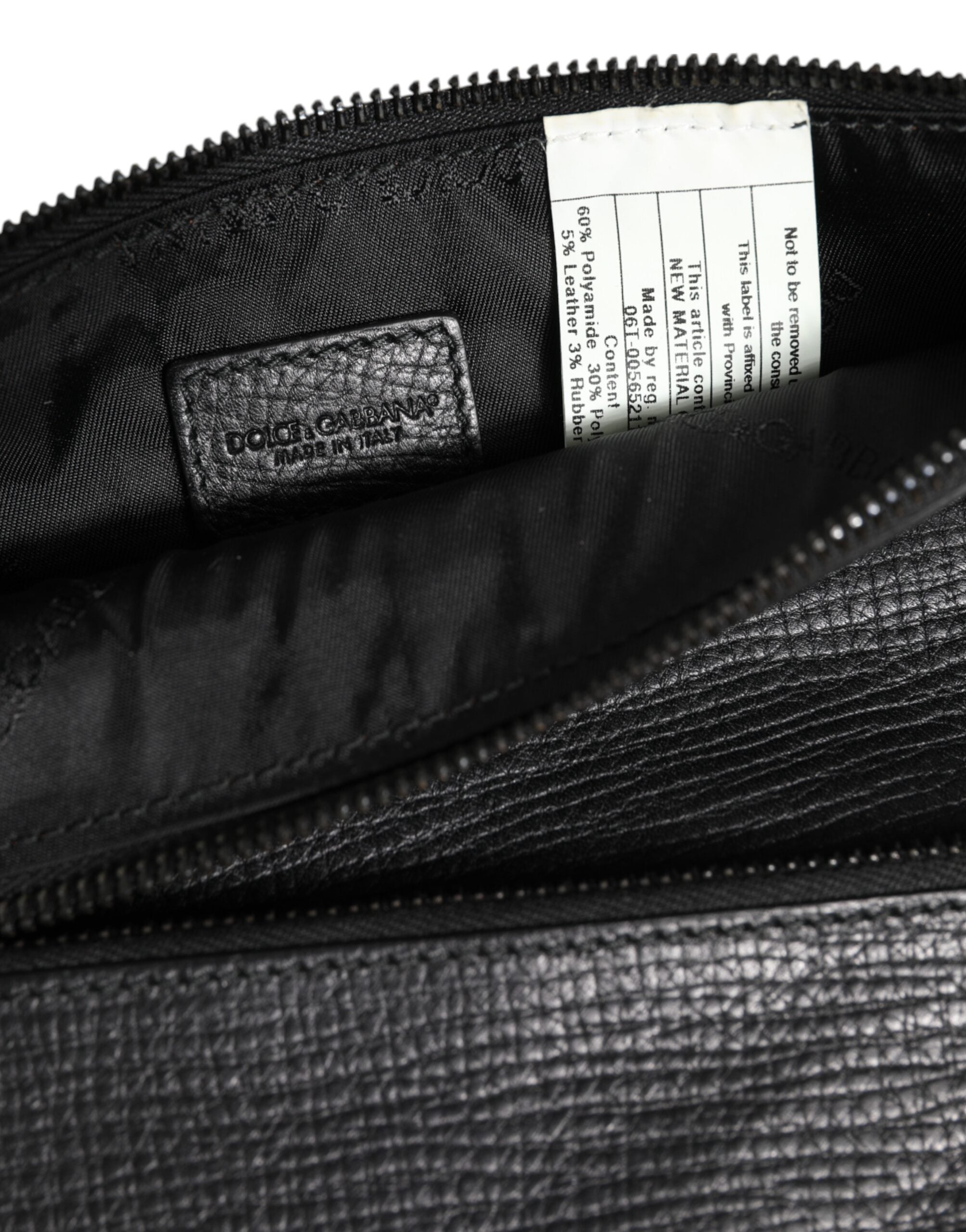 Black Palmellato Leather Logo Plaque Shoulder Borse Bag - ventzia