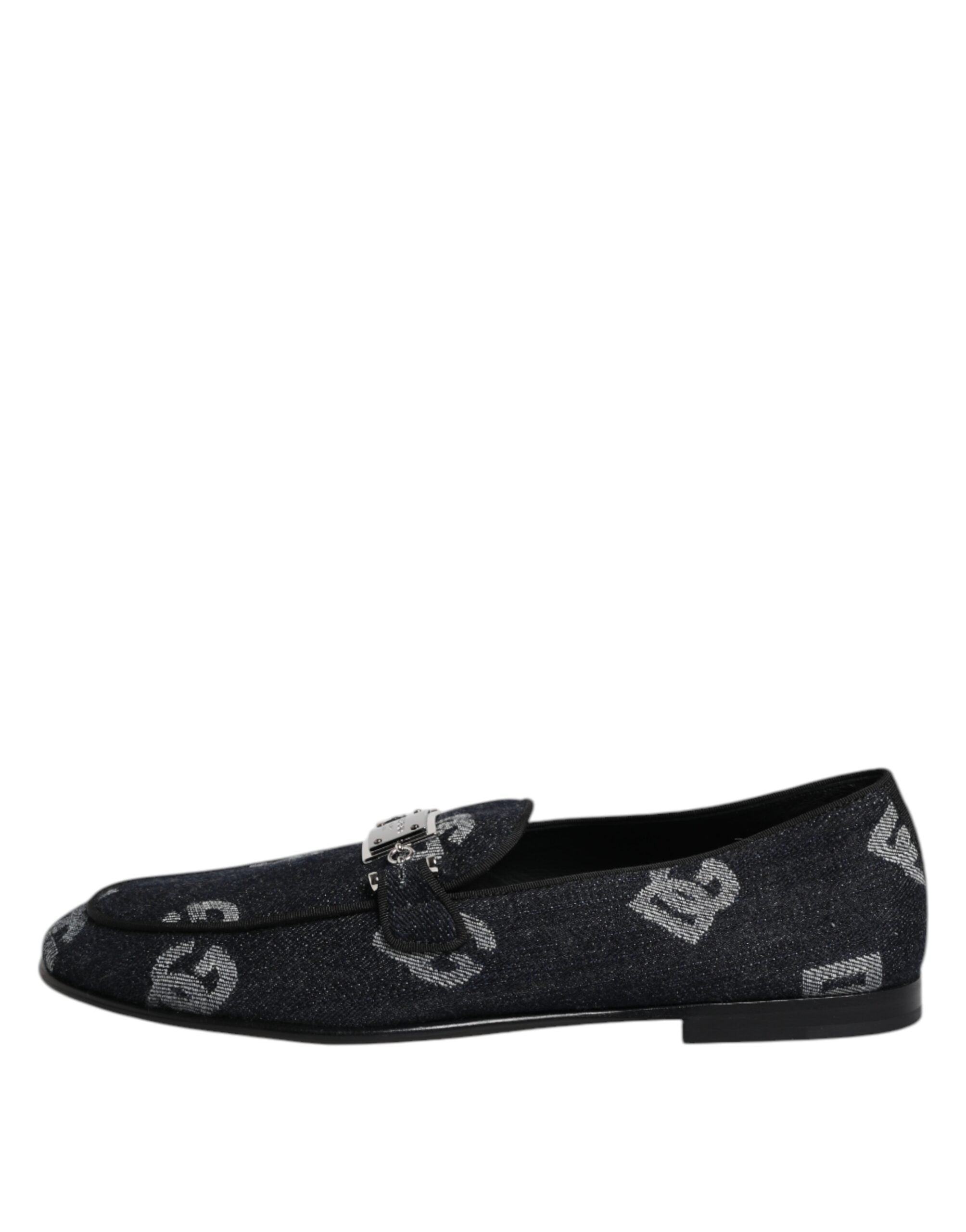 Blue Logo Cotton Loafers Formal Dress Shoes - ventzia