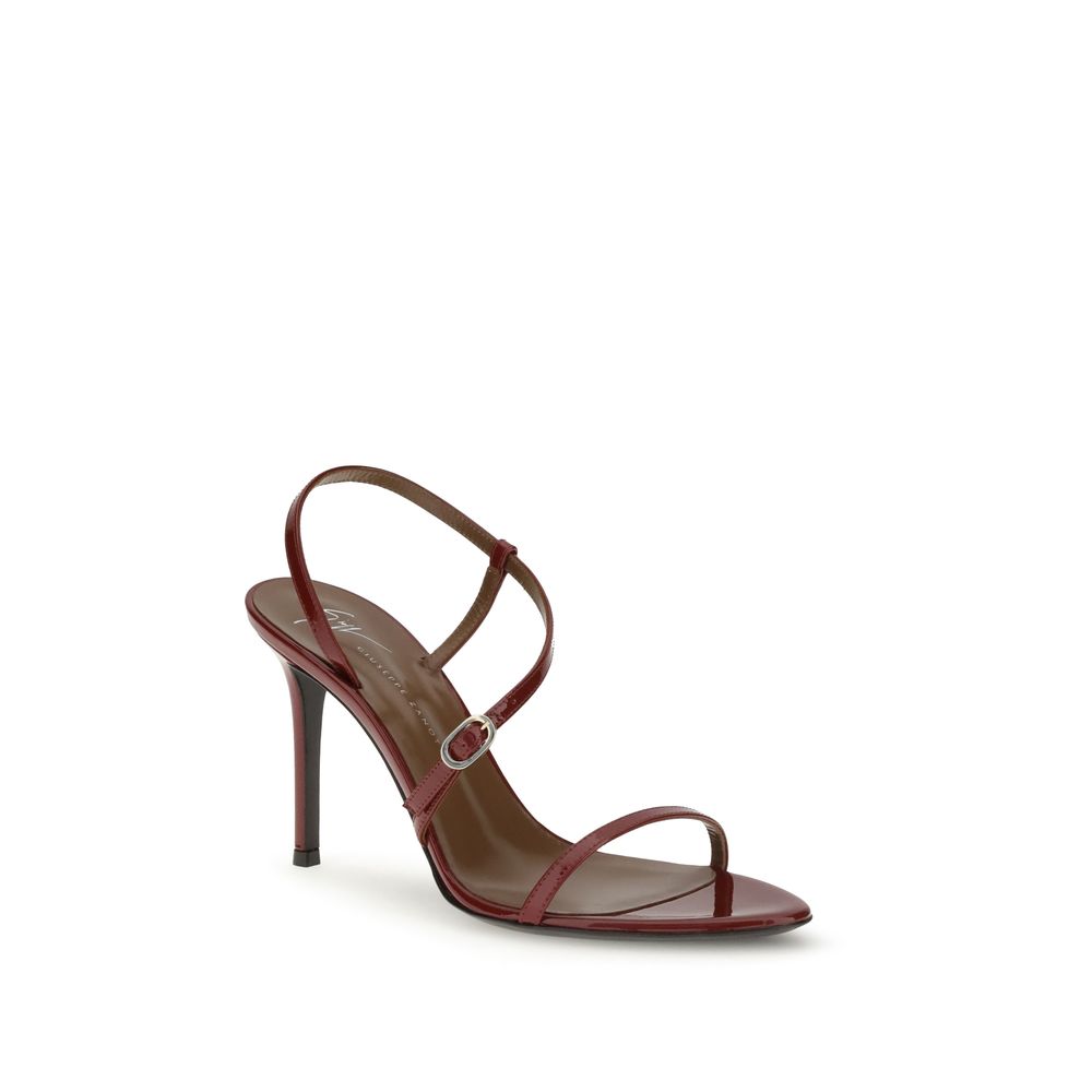 Red Leather Stiletto Heel Sandals - ventzia