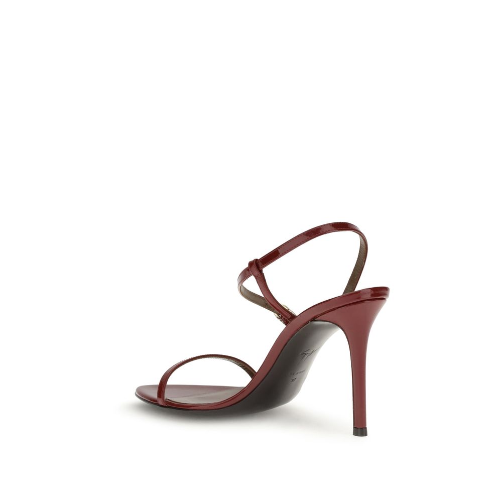Red Leather Stiletto Heel Sandals - ventzia