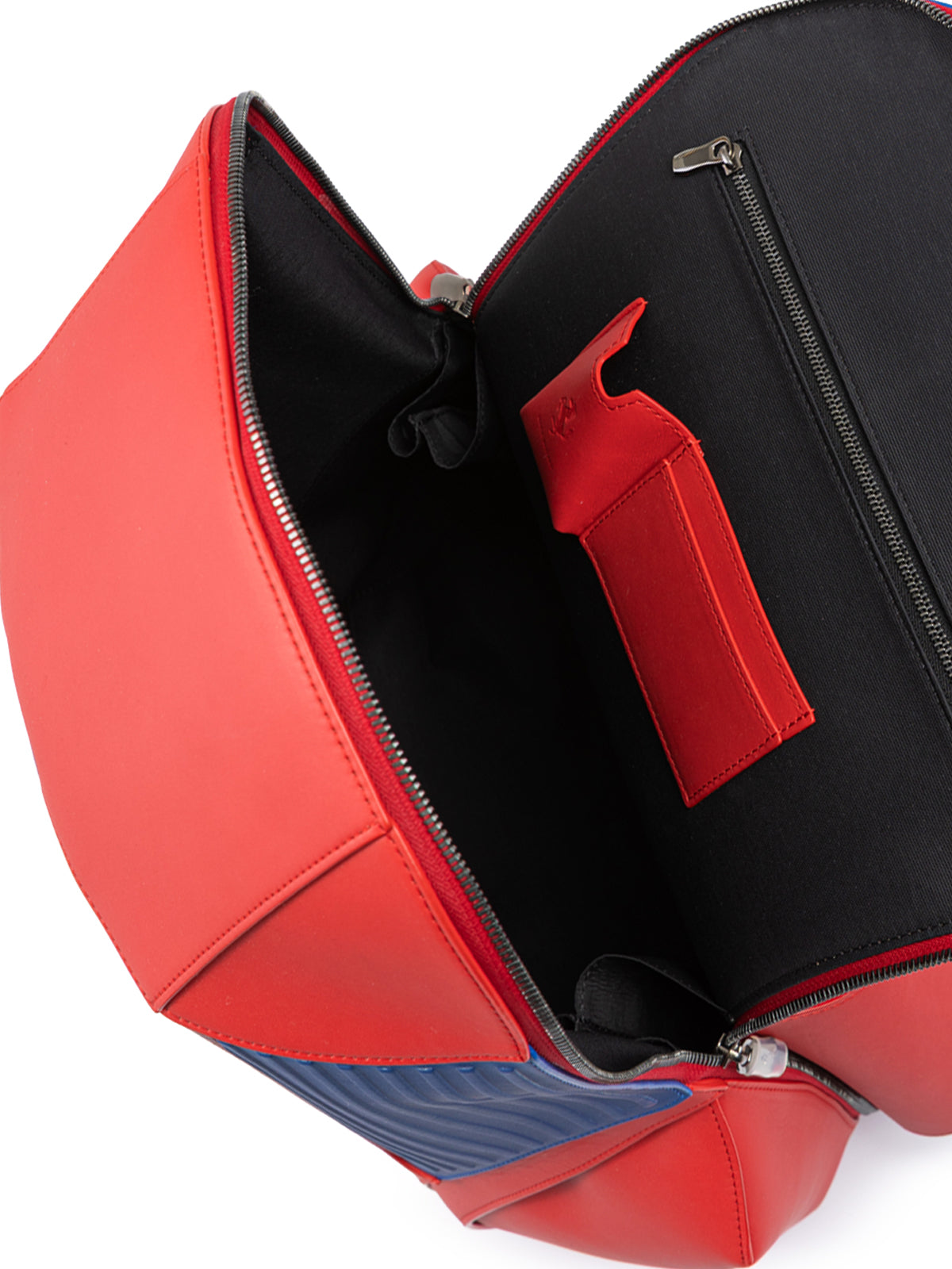 Red Leather Technical Backpack - ventzia