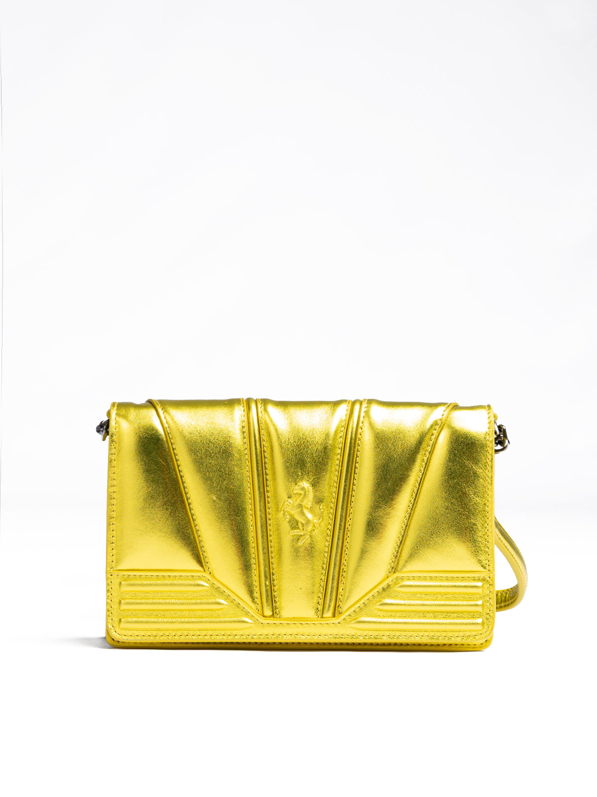 Metal Yellow GT patent leather bag with chain - ventzia