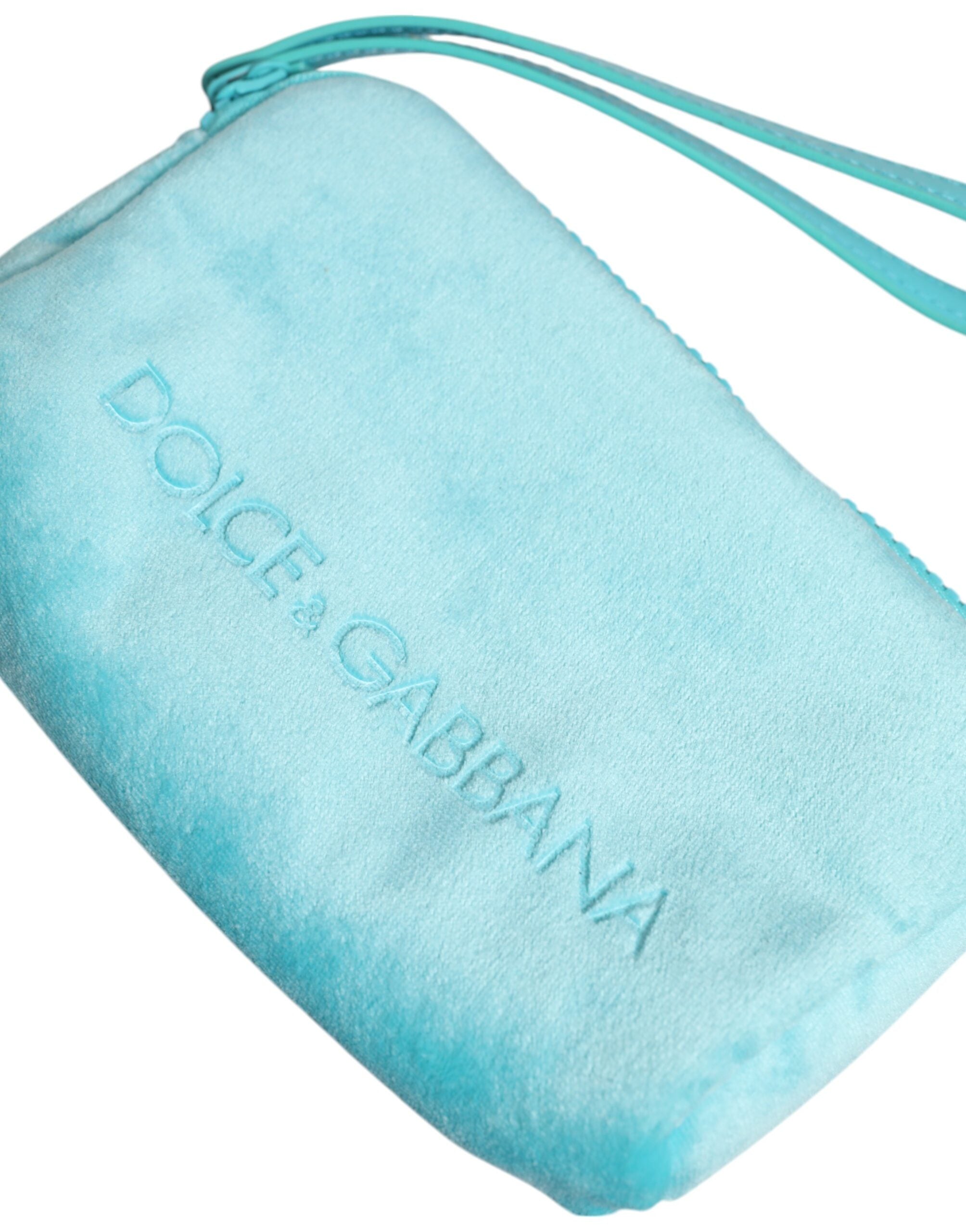 Light Blue Solid Logo Clutch Sunglasses Holder Pouch Bag - ventzia