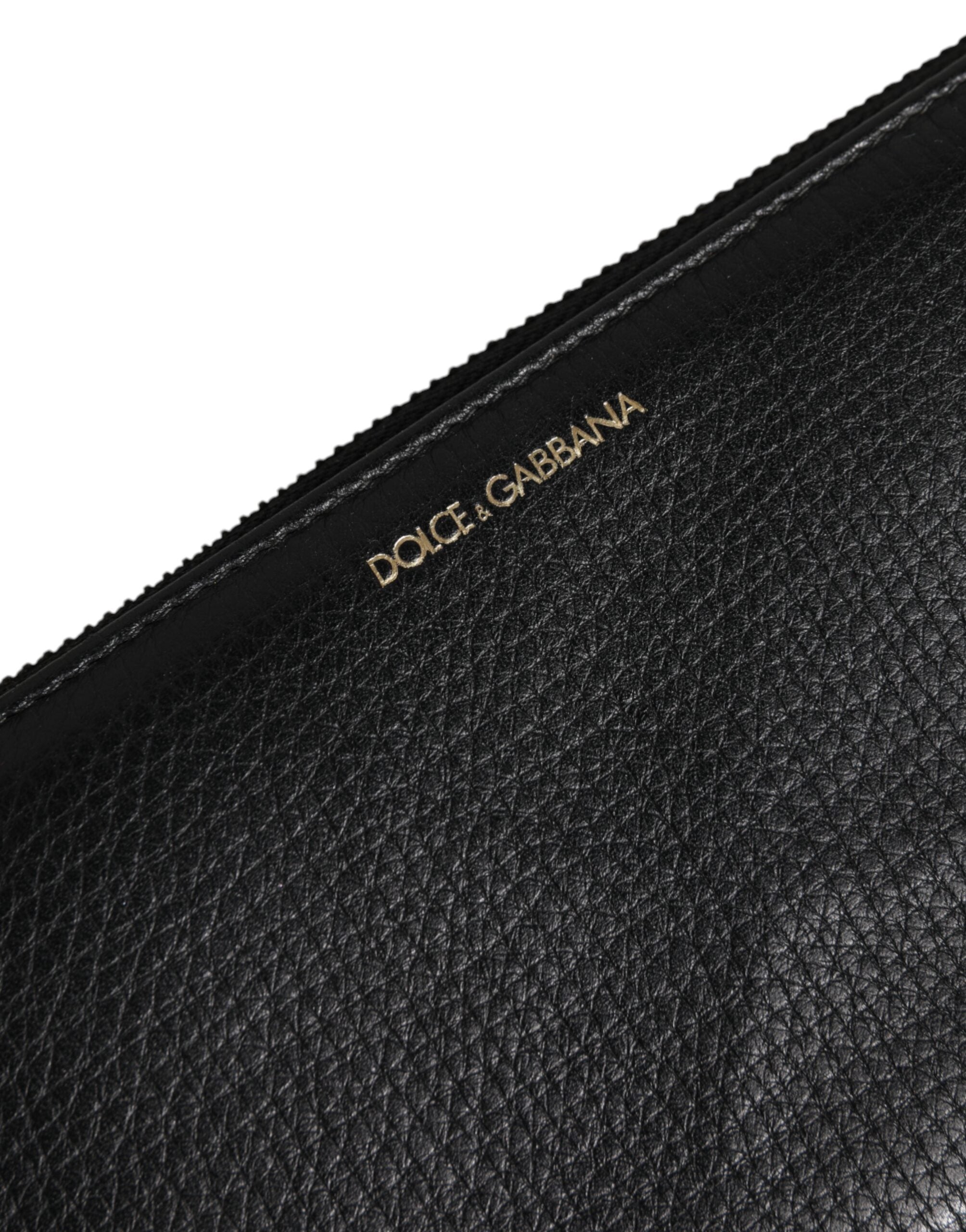 Black Calfskin Leather Logo Zip Around Continental Wallet - ventzia