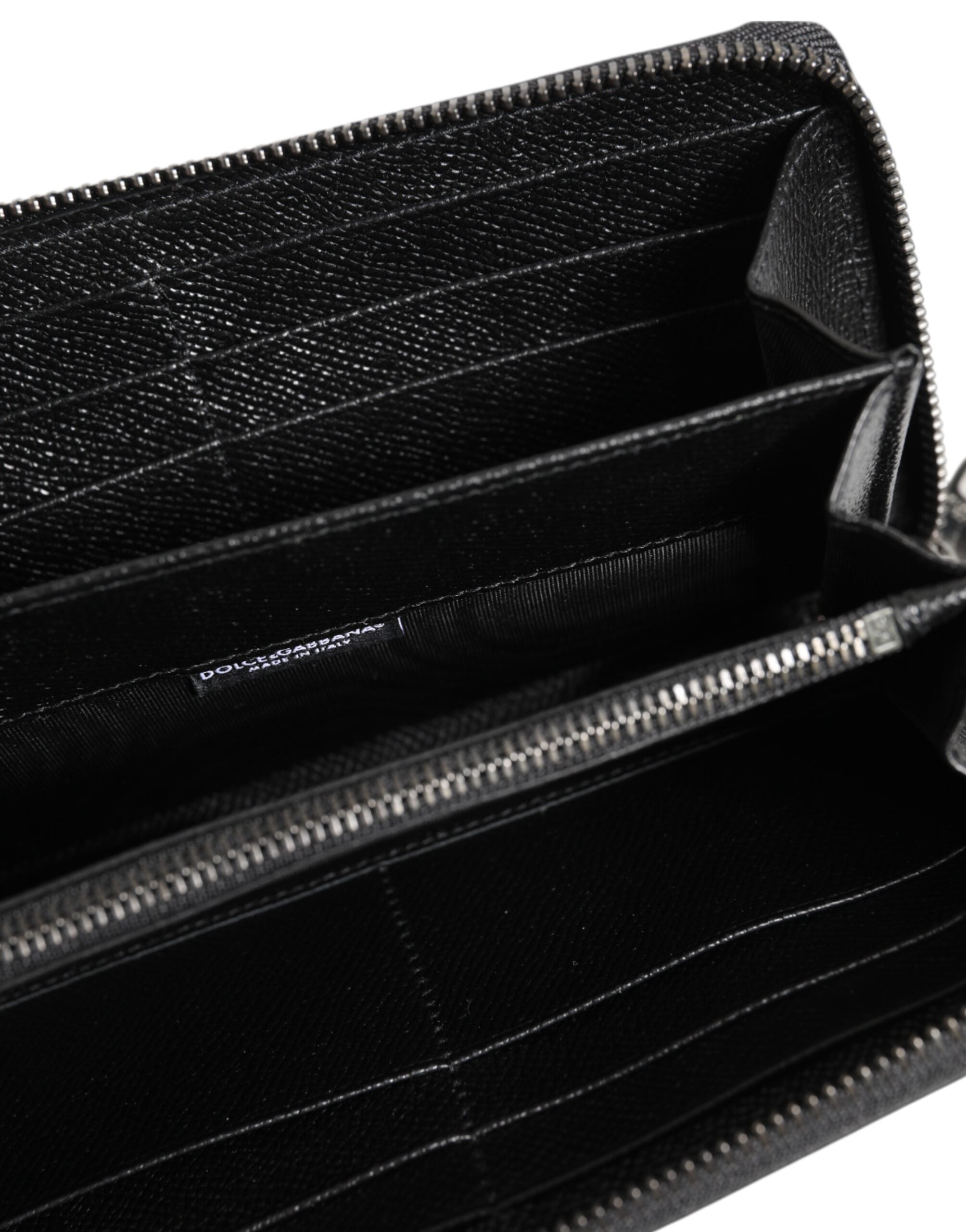 Black Leather #DGFAMILY Zipper Continental Mens Wallet - ventzia