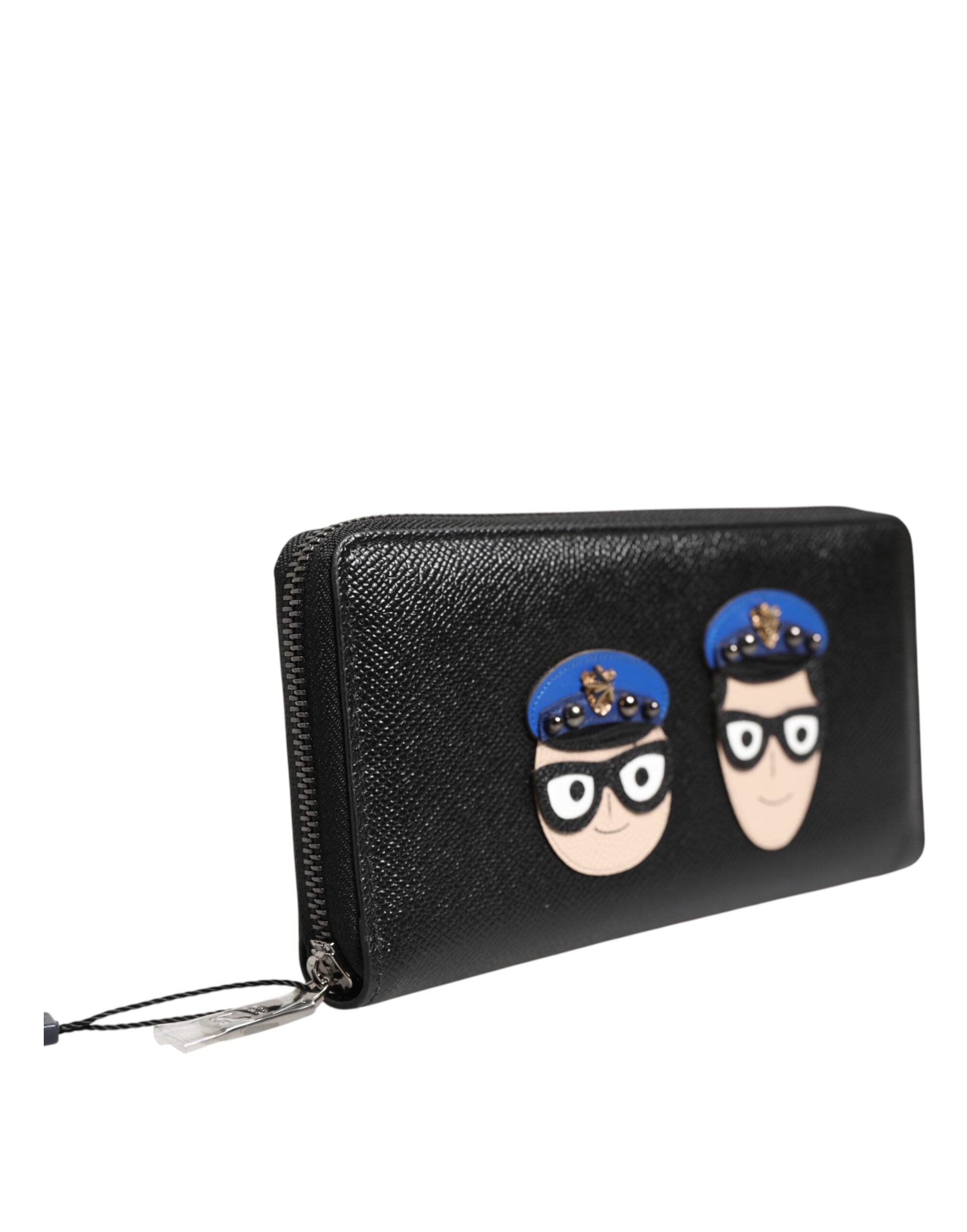 Black Leather #DGFAMILY Zipper Continental Mens Wallet - ventzia